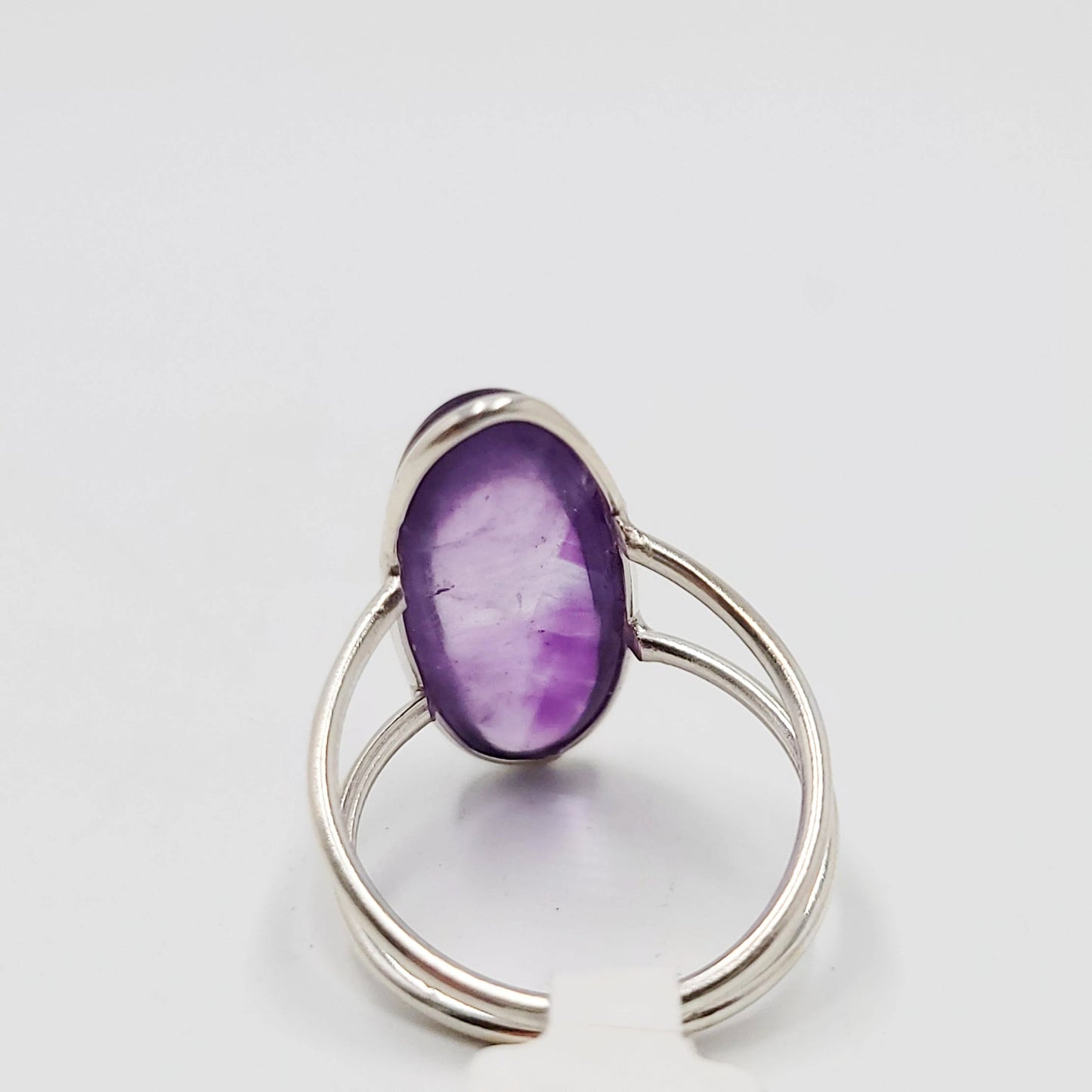 Amethyst Ring Sterling Silver Band Oval Size 9