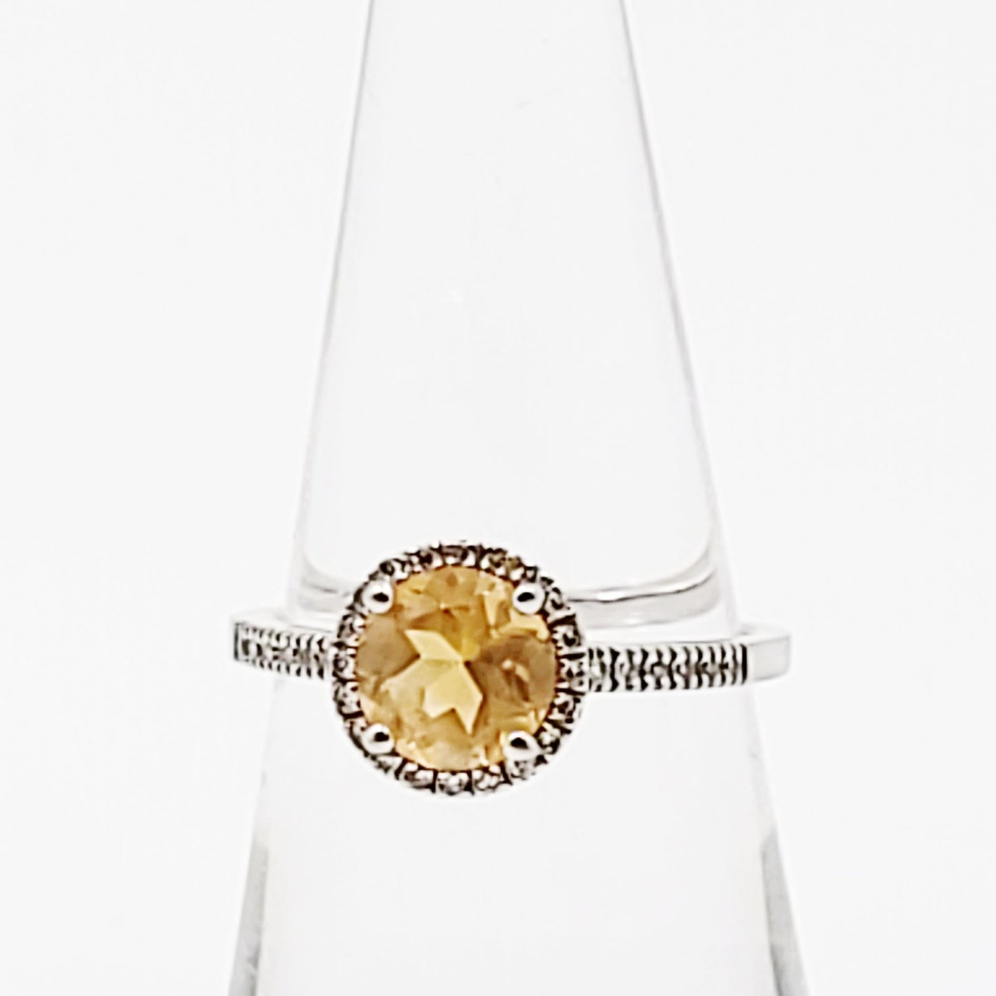 Citrine & Diamond Ring 14kt White Gold 1.25ct Citrine - Elevated Metaphysical
