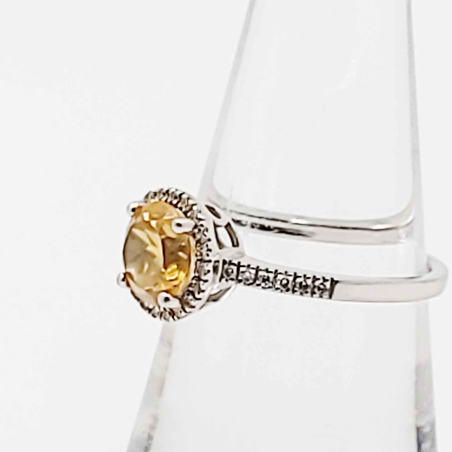 Citrine & Diamond Ring 14kt White Gold 1.25ct Citrine - Elevated Metaphysical
