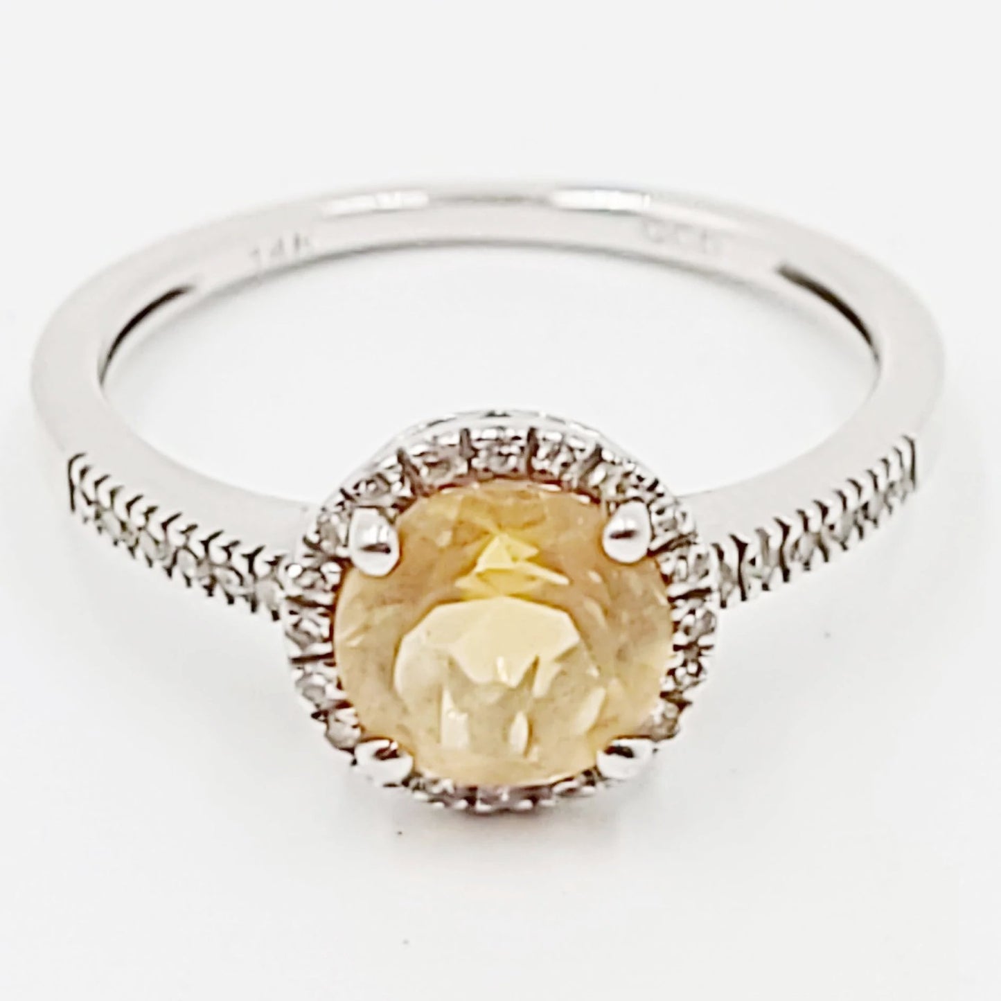 Citrine & Diamond Ring 14kt White Gold 1.25ct Citrine - Elevated Metaphysical