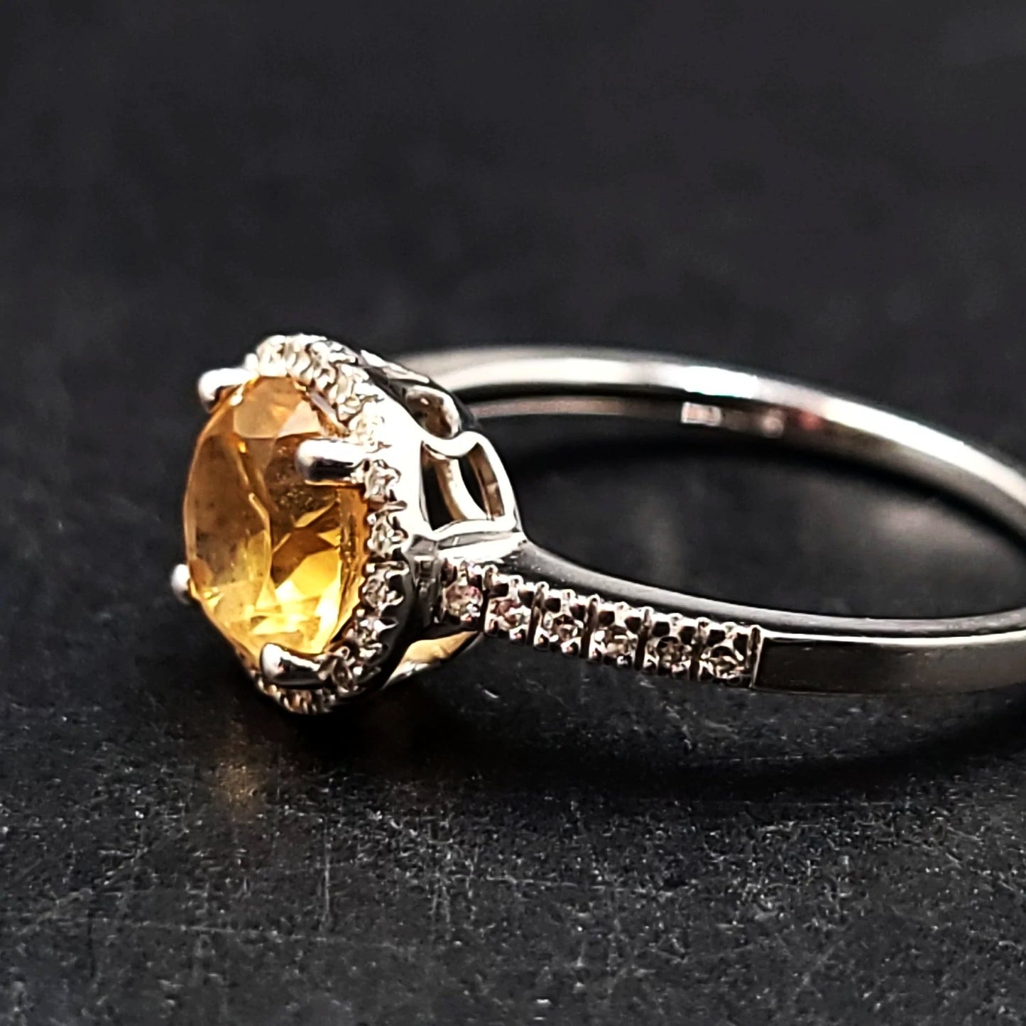 Citrine & Diamond Ring 14kt White Gold 1.25ct Citrine - Elevated Metaphysical