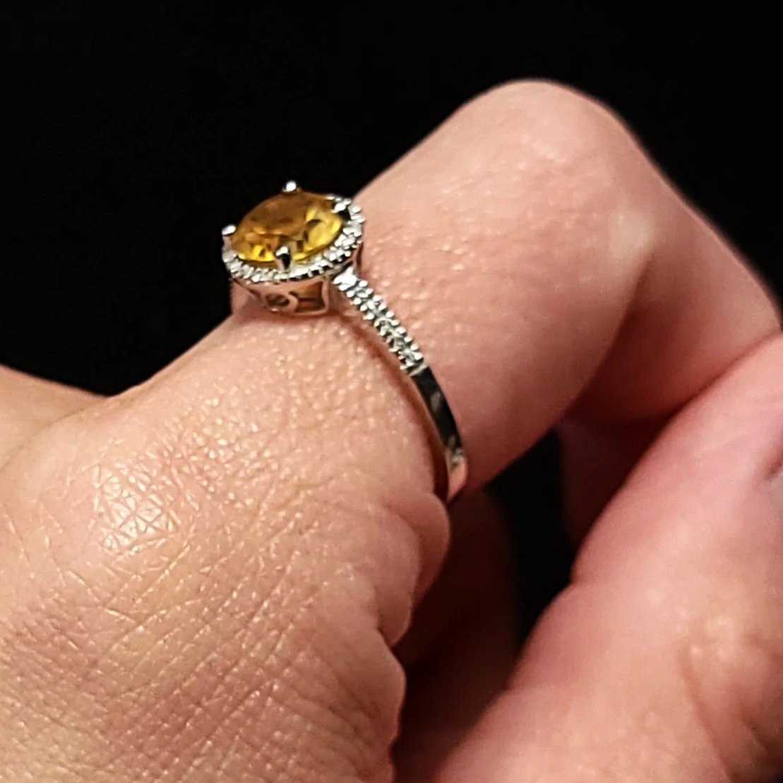 Citrine & Diamond Ring 14kt White Gold 1.25ct Citrine - Elevated Metaphysical