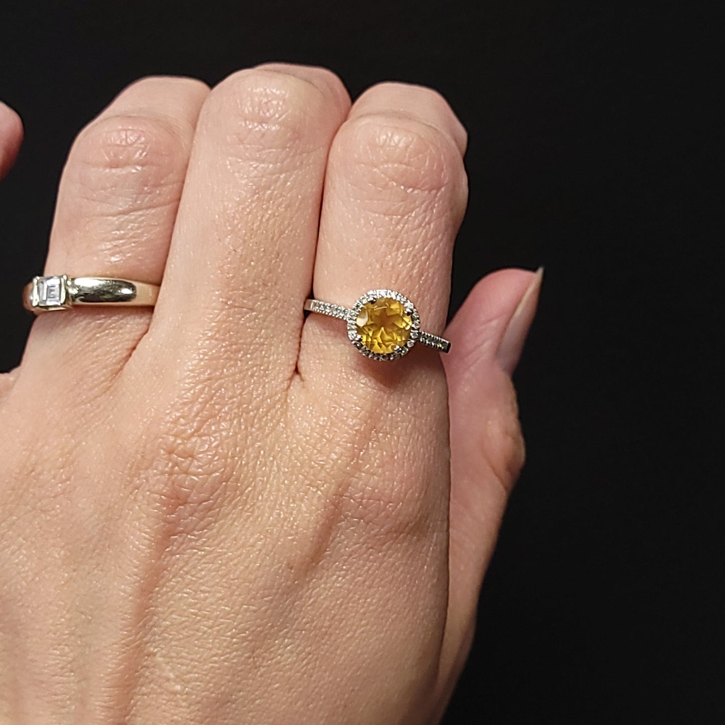 Citrine & Diamond Ring 14kt White Gold 1.25ct Citrine - Elevated Metaphysical