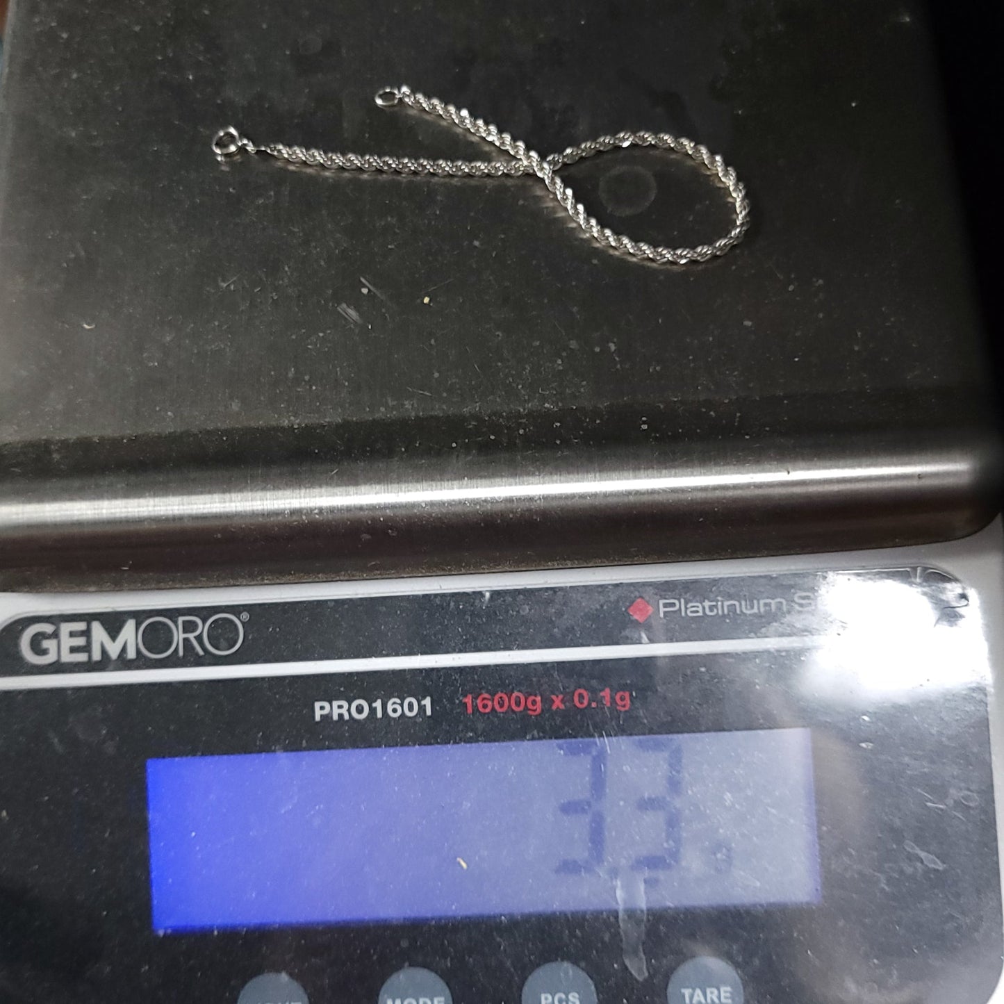 Sterling Silver Rope Bracelet 7" 3.3g 2.2mm