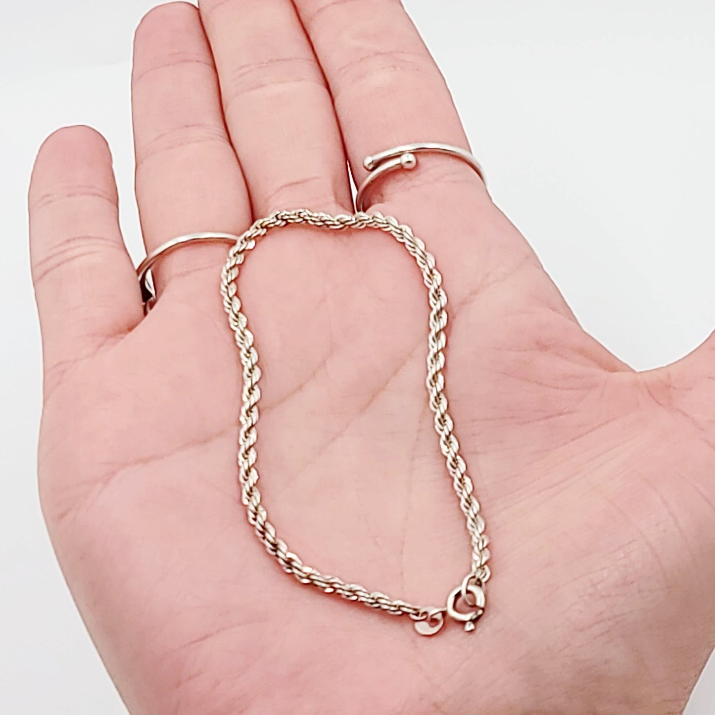 Sterling Silver Rope Bracelet 7" 3.3g 2.2mm