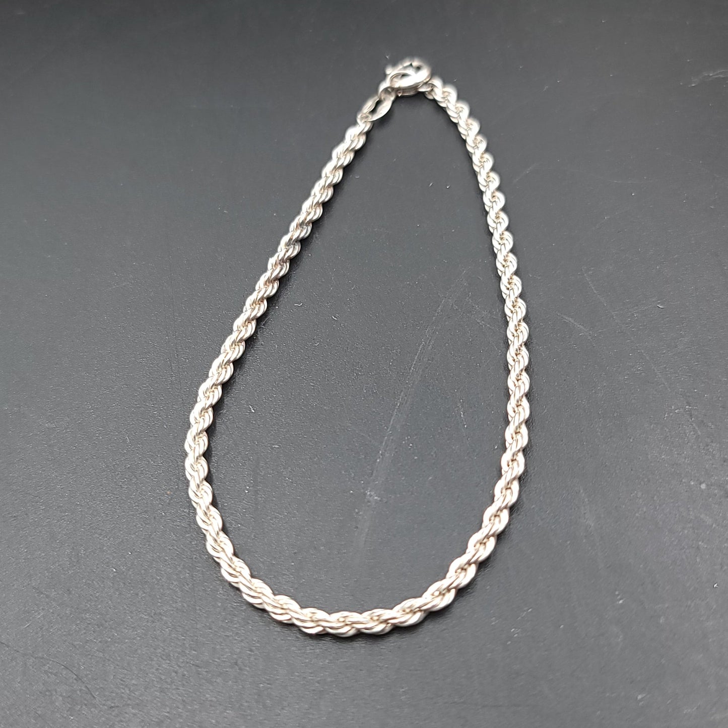 Sterling Silver Rope Bracelet 7" 3.3g 2.2mm