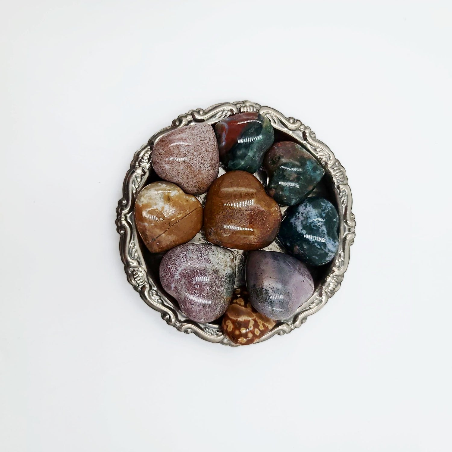 Ocean Jasper Heart Polished Stone - Elevated Metaphysical