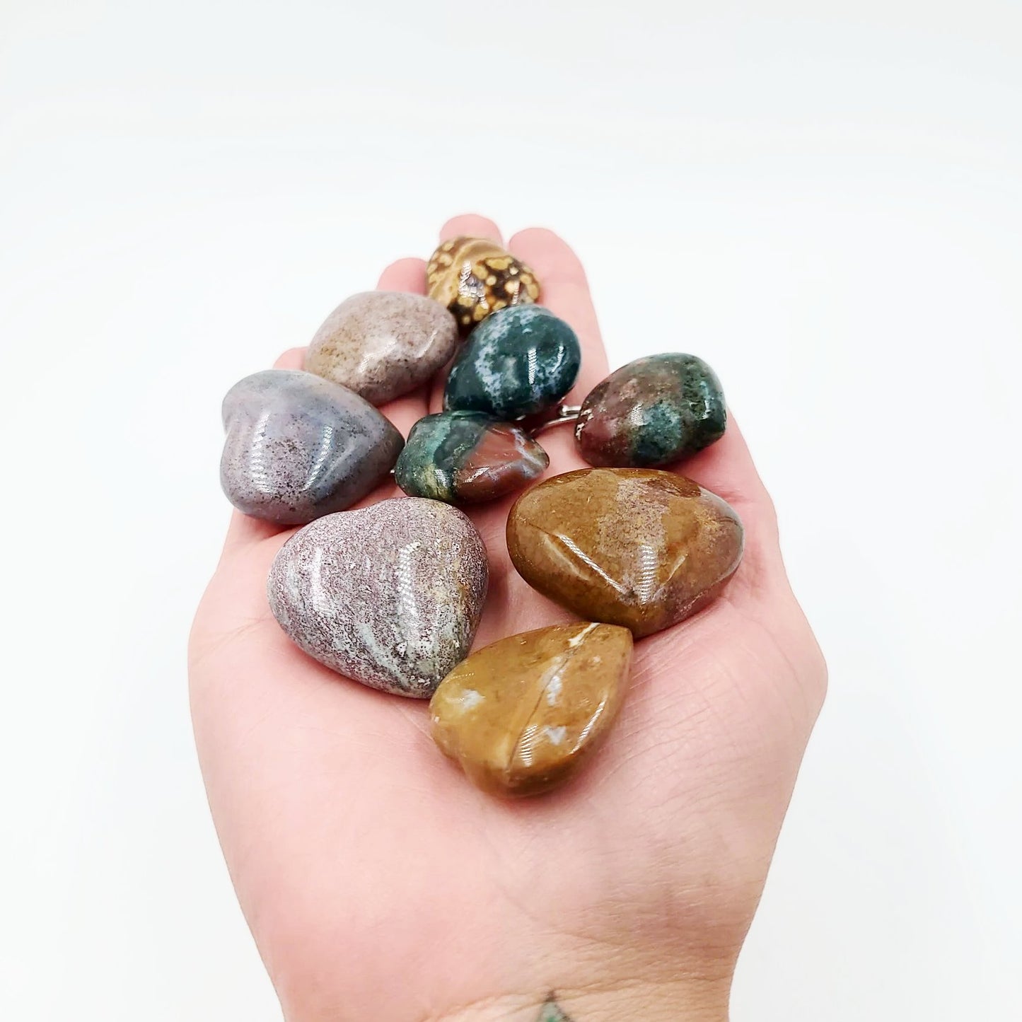Ocean Jasper Heart Polished Stone - Elevated Metaphysical