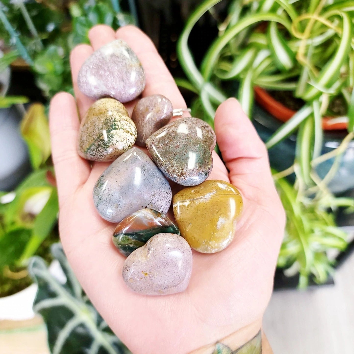 Ocean Jasper Heart Polished Stone - Elevated Metaphysical