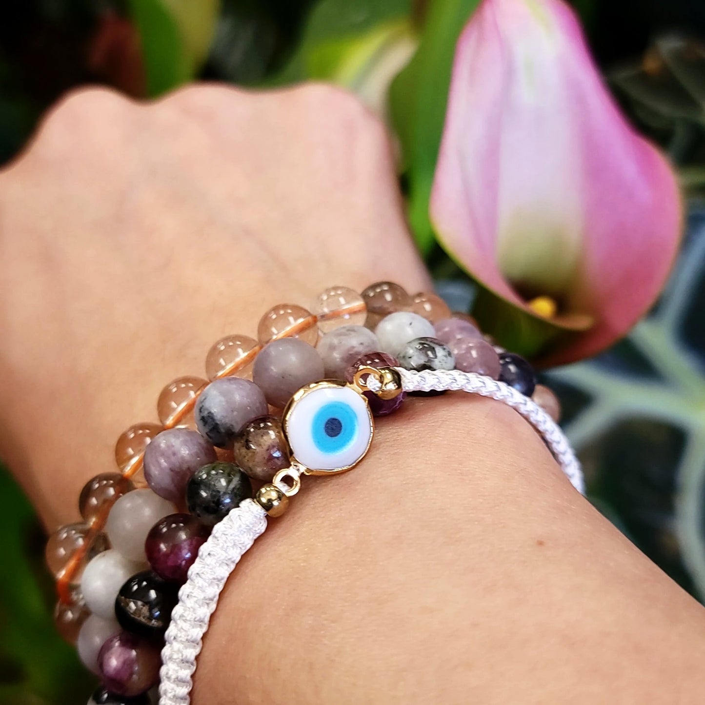 White Evil Eye Bracelet White String Bracelet