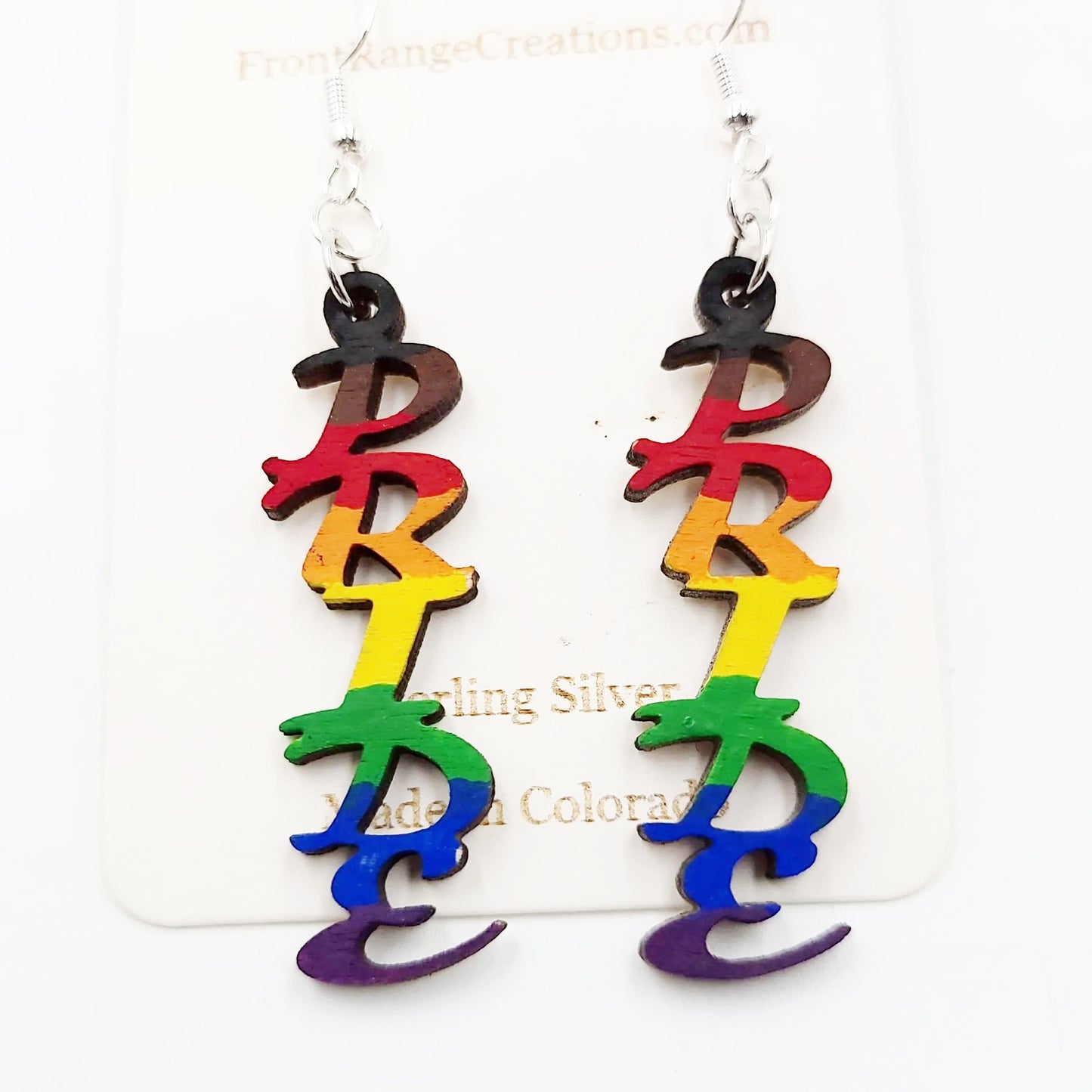 Wood Pride Earrings Sterling Silver Dangle