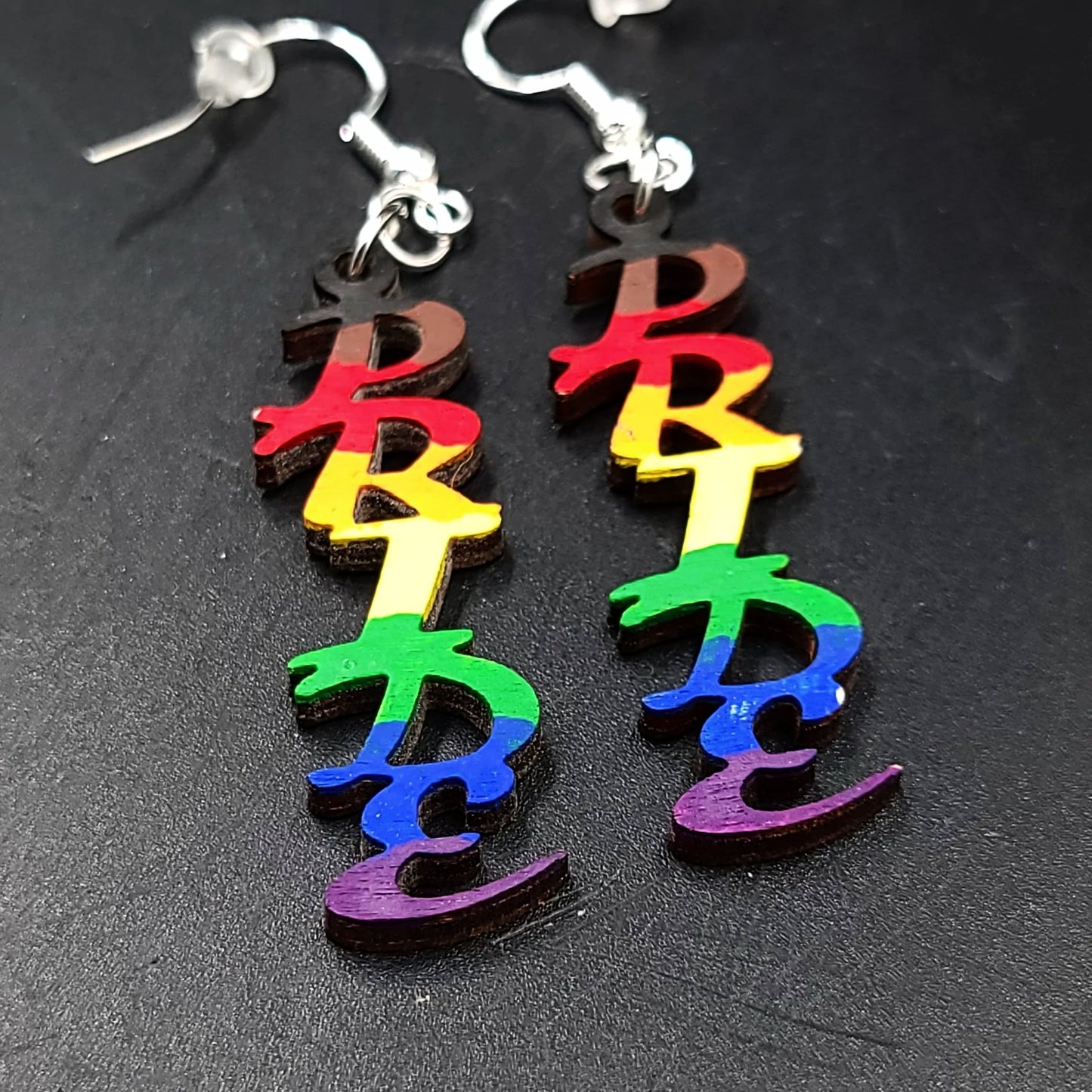 Wood Pride Earrings Sterling Silver Dangle