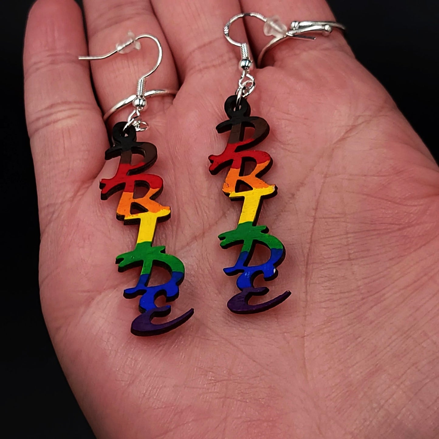 Wood Pride Earrings Sterling Silver Dangle