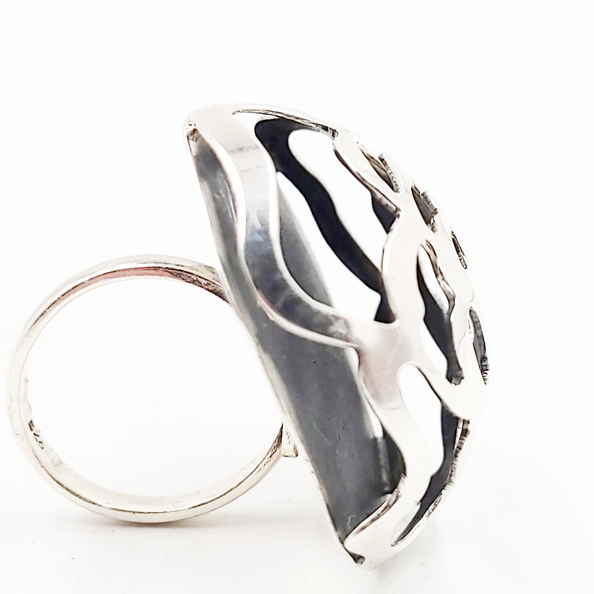 Rose Dome Ring Sterling Silver Adjustable Band - Elevated Metaphysical