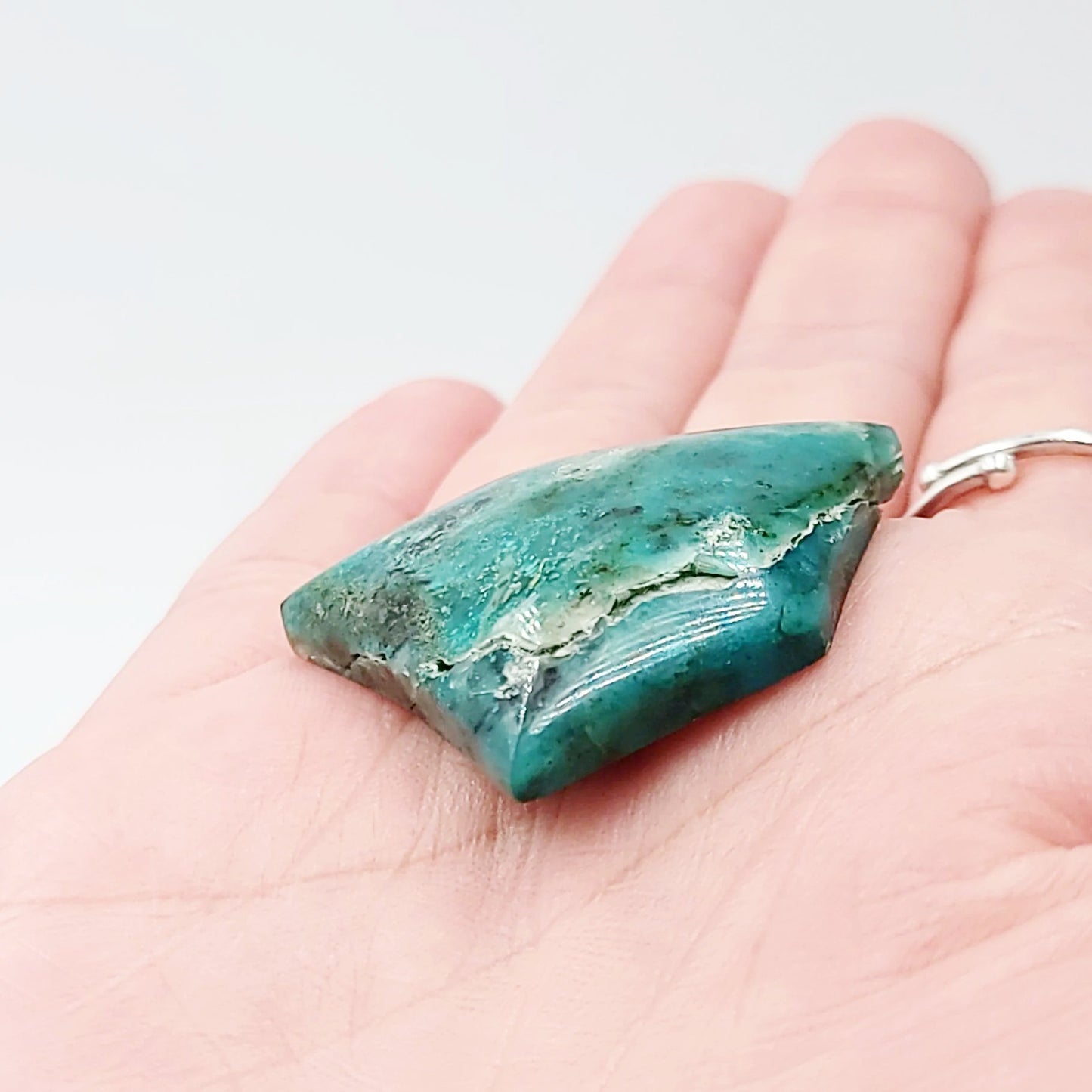 Chrysocolla Cabochon Free Form "Badge" Polished Cut Stone - Elevated Metaphysical