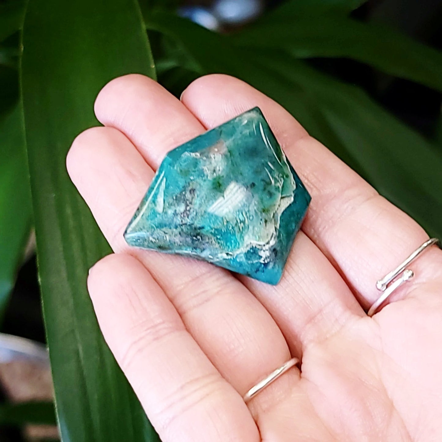 Chrysocolla Cabochon Free Form "Badge" Polished Cut Stone - Elevated Metaphysical