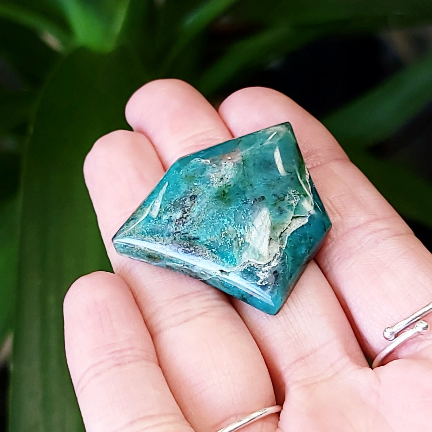 Chrysocolla Cabochon Free Form "Badge" Polished Cut Stone - Elevated Metaphysical
