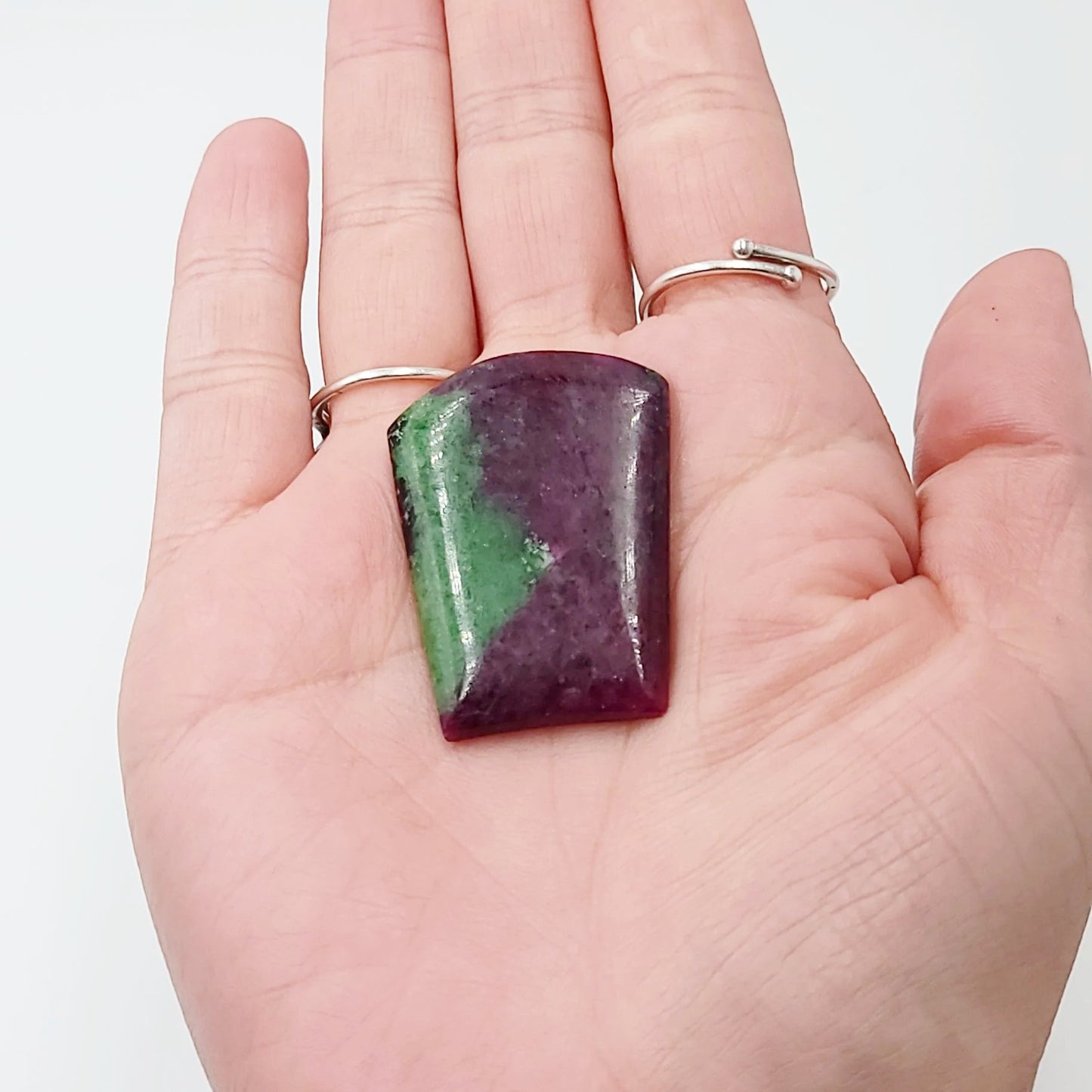 Ruby Zoisite Cabochon Free Form "Badge" Polished Cut Stone