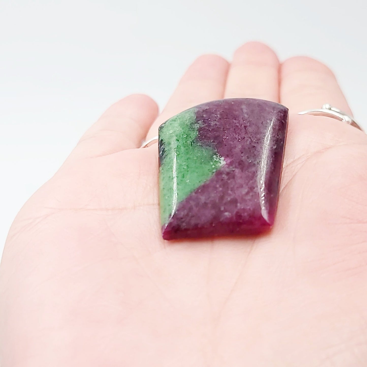 Ruby Zoisite Cabochon Free Form "Badge" Polished Cut Stone
