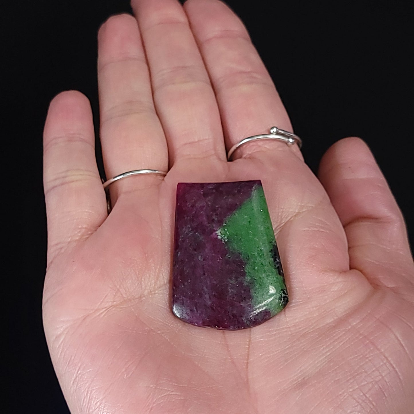 Ruby Zoisite Cabochon Free Form "Badge" Polished Cut Stone