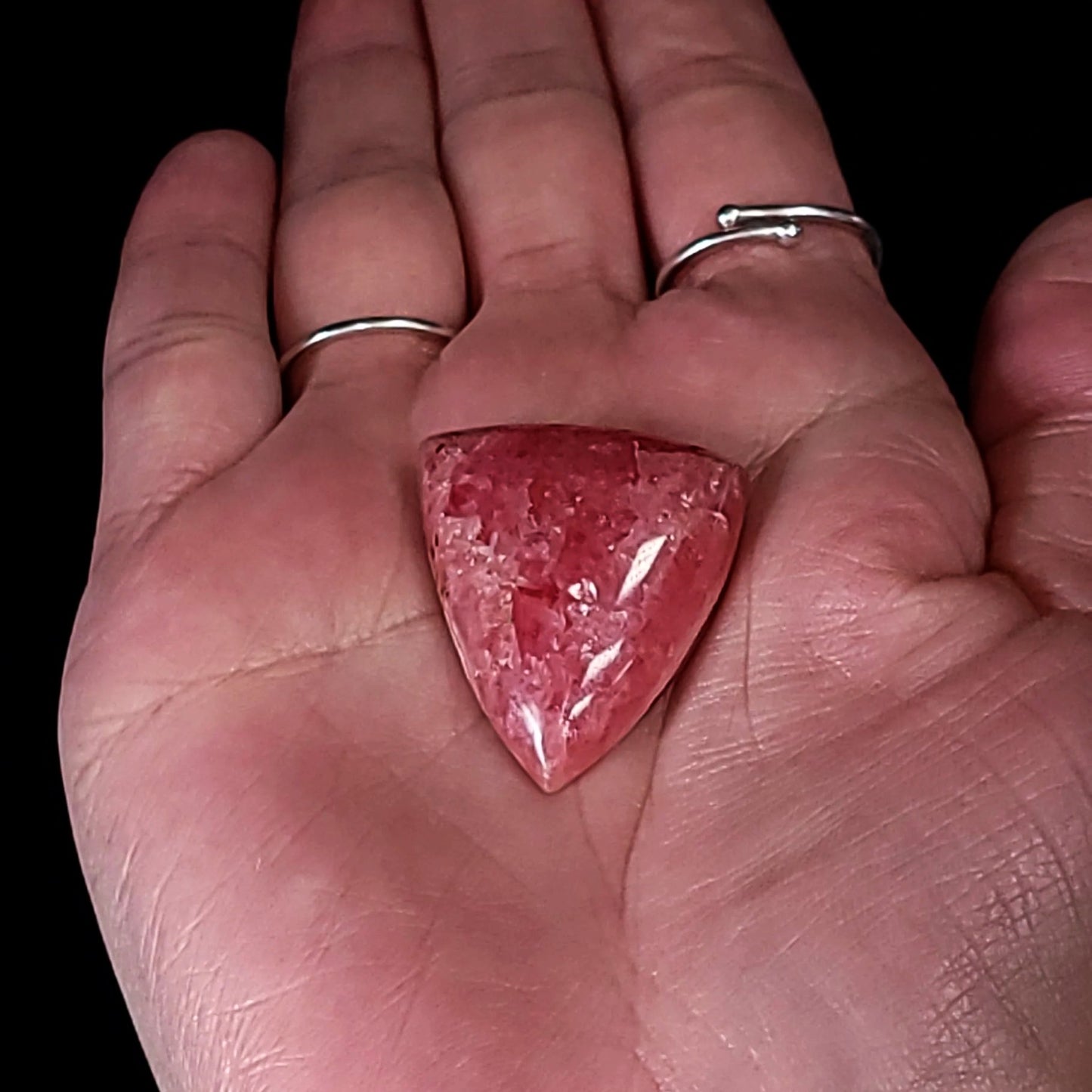 Rhodochrosite Cabochon Free Form "Trillion" "HQ" Polished Cut Stone