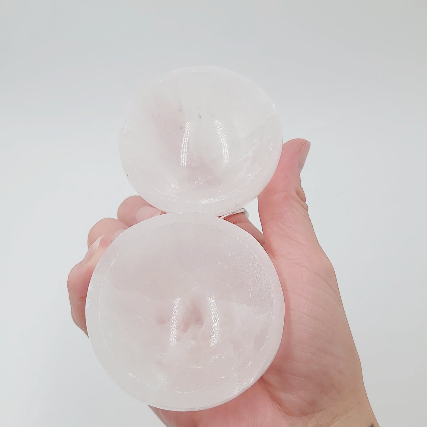 Selenite Bowl Round 2.5" 6.5cm Cleansing Charging Tray - Elevated Metaphysical