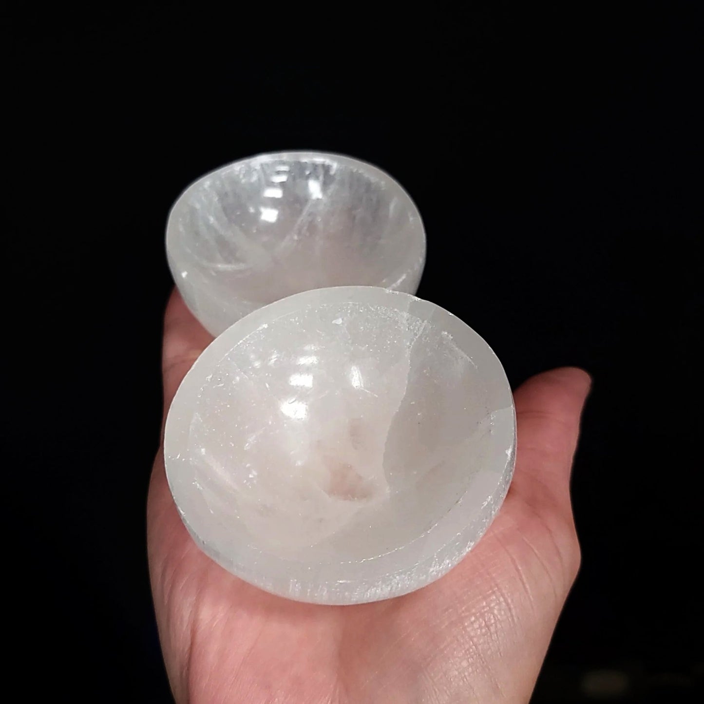 Selenite Bowl Round 2.5" 6.5cm Cleansing Charging Tray - Elevated Metaphysical