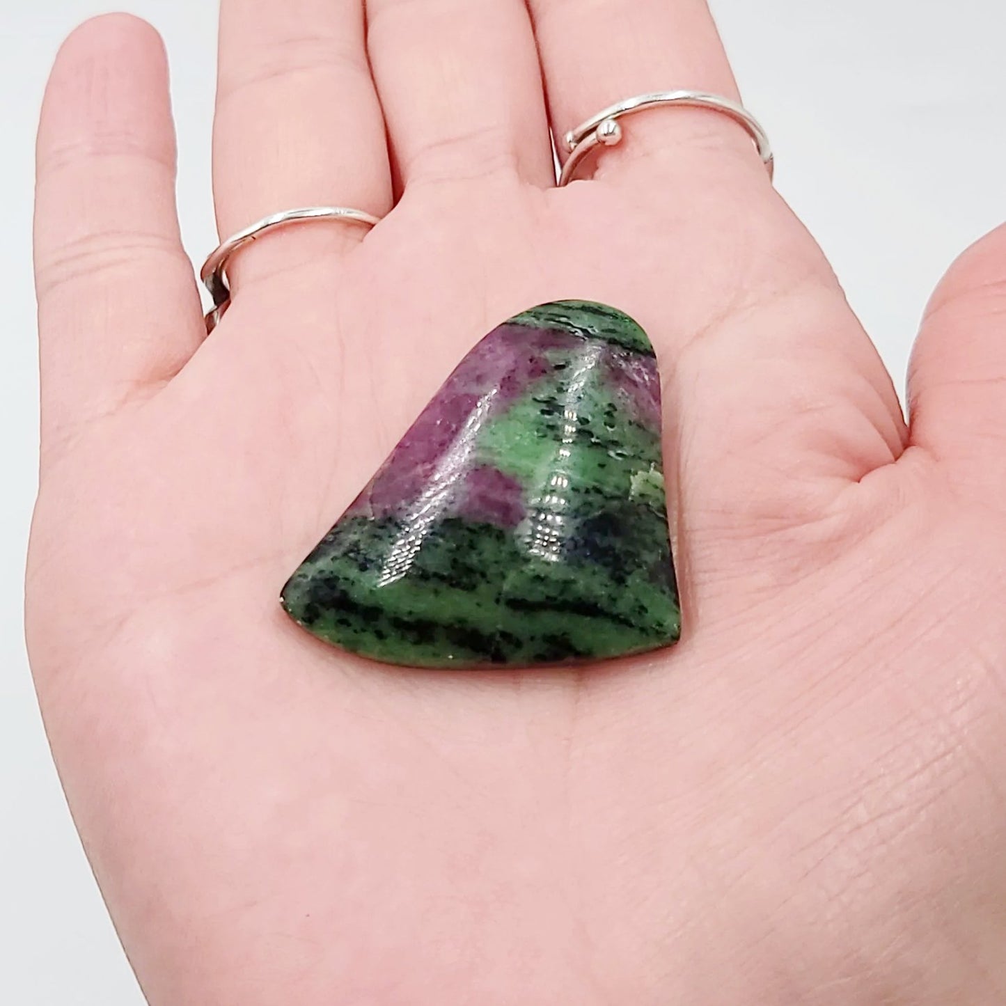 Ruby Zoisite Cabochon Free Form "Bell" Polished Cut Stone
