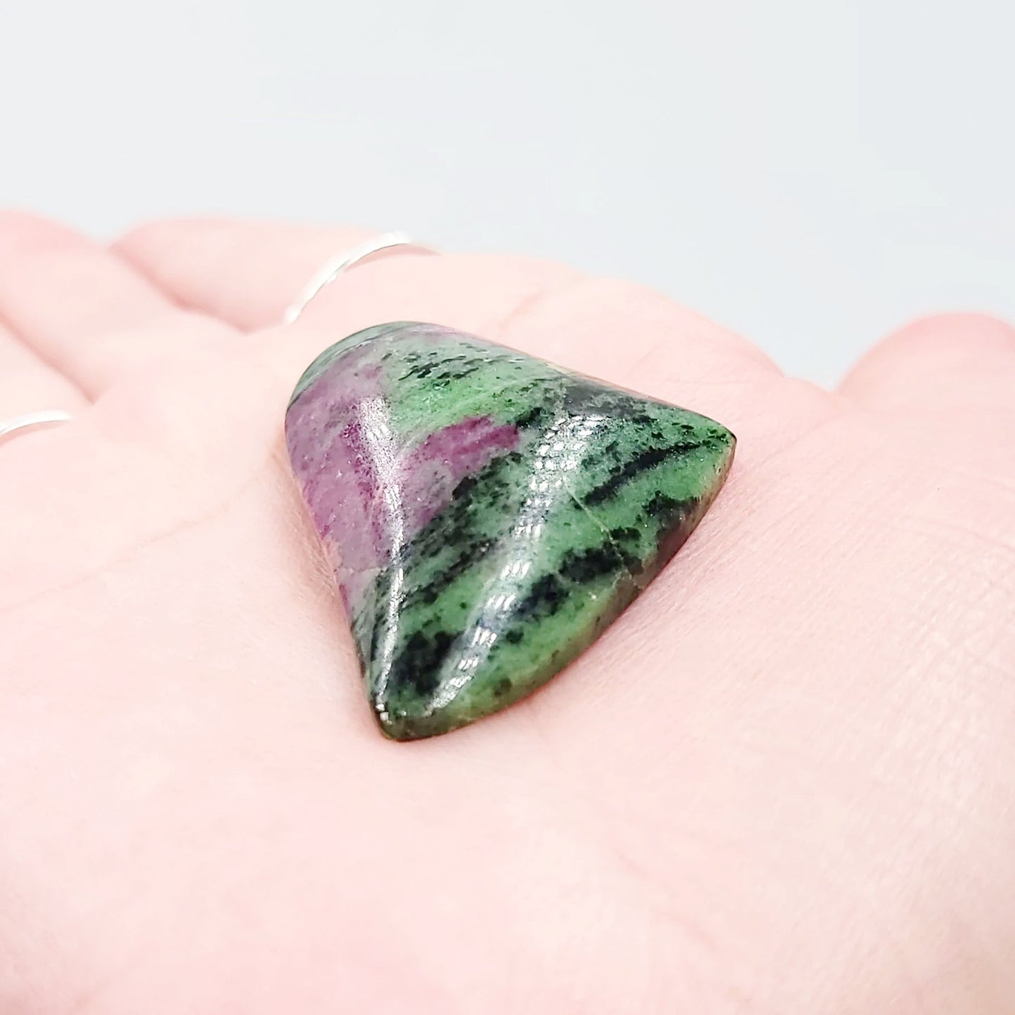Ruby Zoisite Cabochon Free Form "Bell" Polished Cut Stone