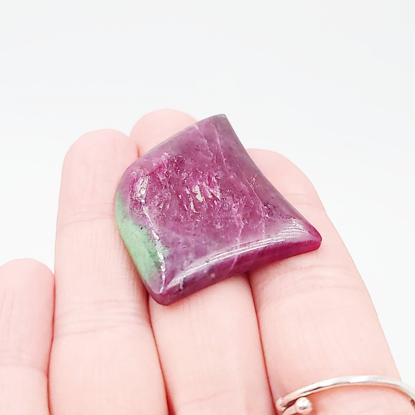 Ruby Zoisite Cabochon Free Form "Tooth" Polished Cut Stone - Elevated Metaphysical