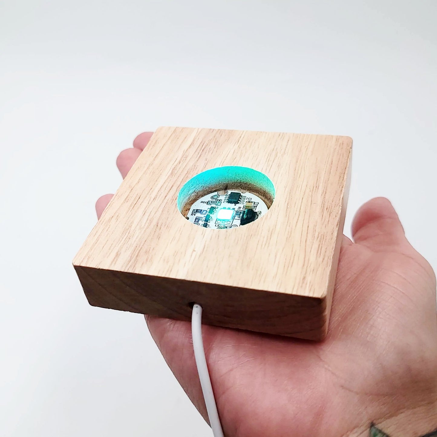 LED Light Wooden Square Base w/ Remote Control - Elevated Metaphysical