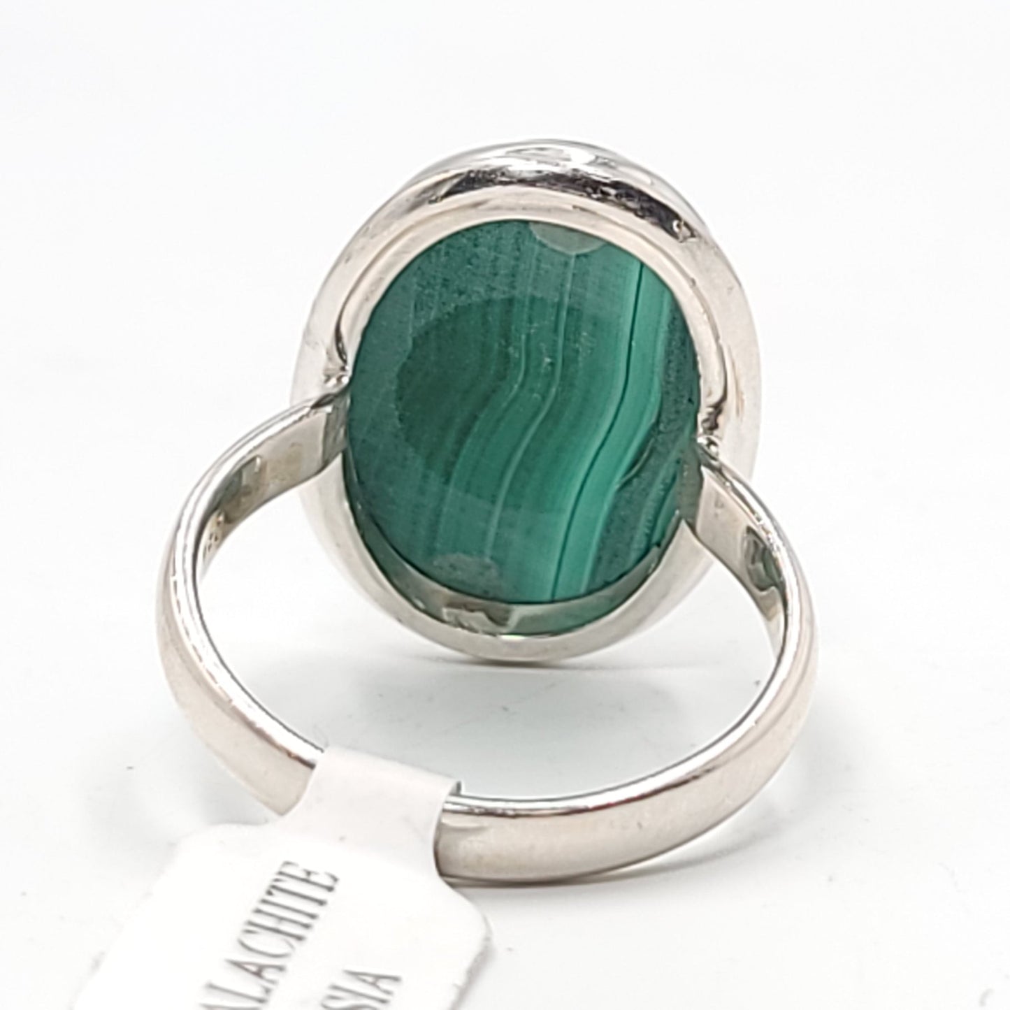 Malachite Ring Sterling Silver Band Oval
