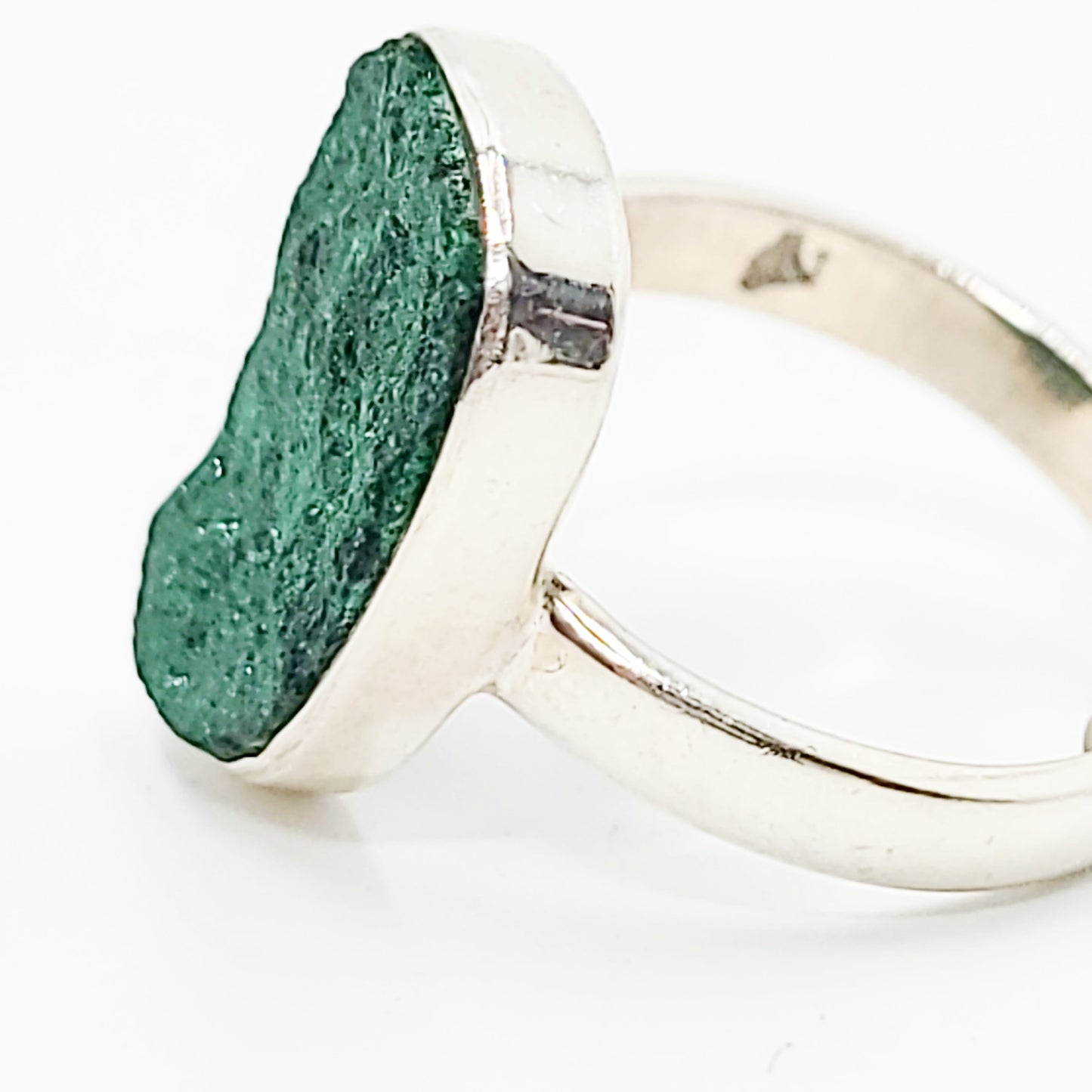Malachite Ring Sterling Silver Druzy Rough Stone Free Form - Elevated Metaphysical
