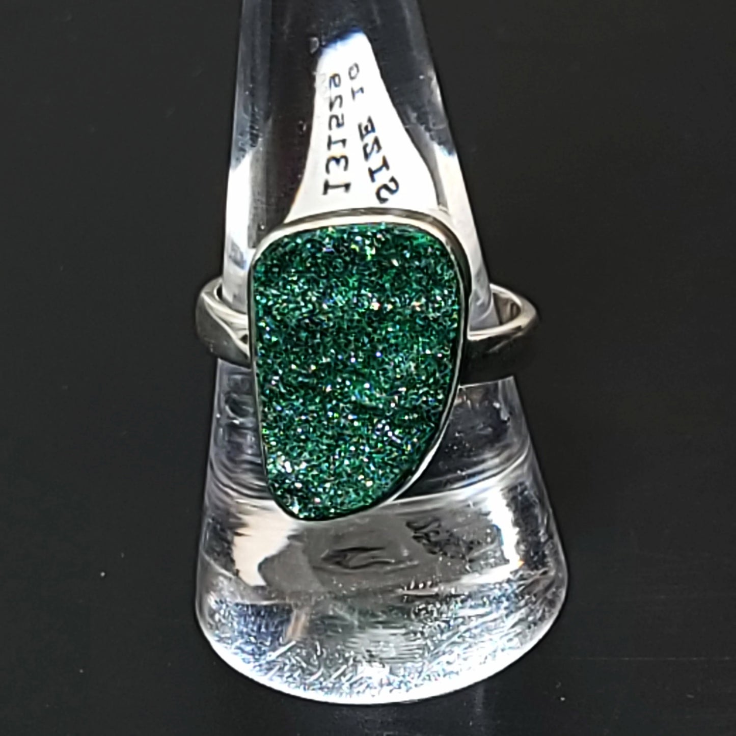 Malachite Ring Sterling Silver Druzy Rough Stone Free Form - Elevated Metaphysical