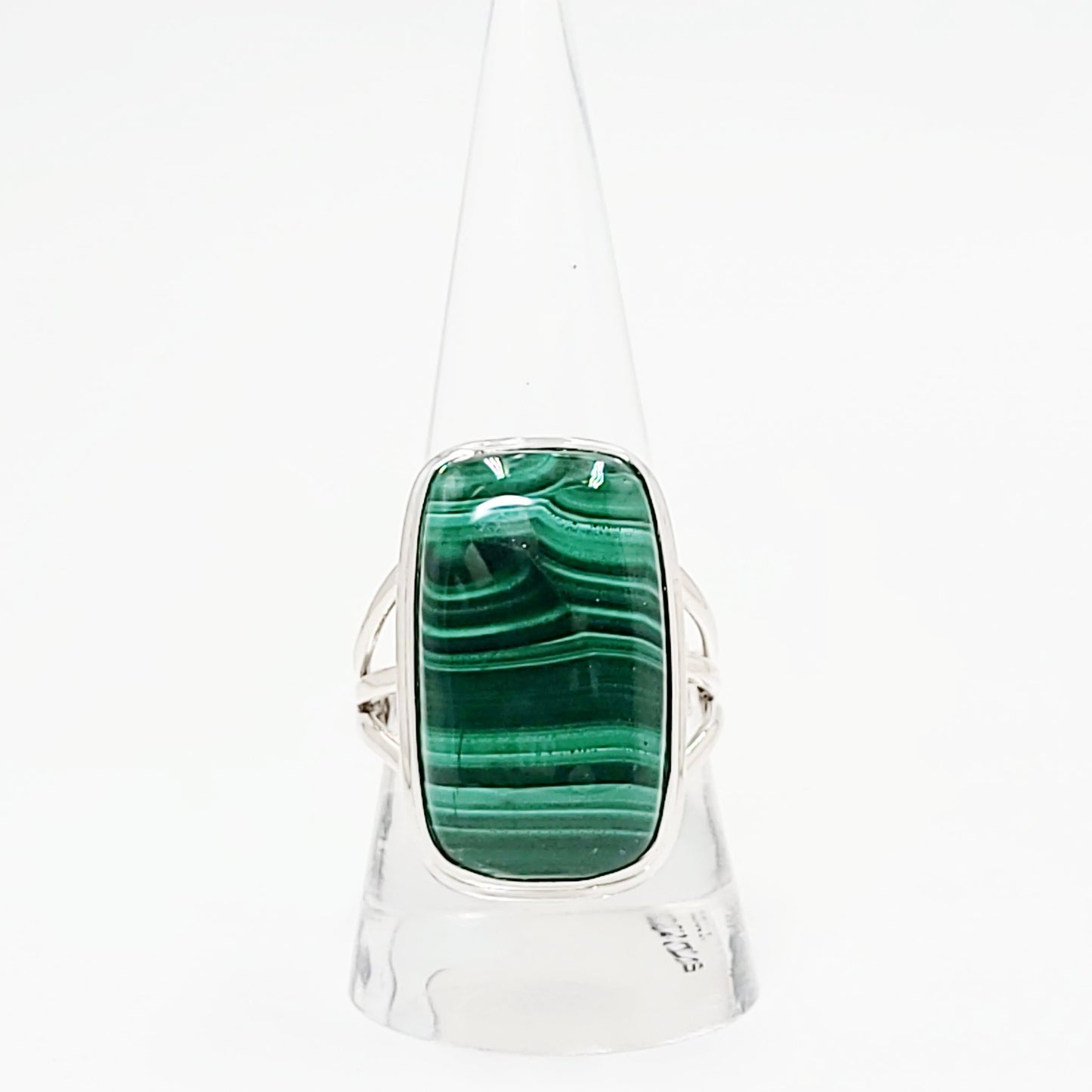Malachite Ring Sterling Silver Band Rectangular - Elevated Metaphysical