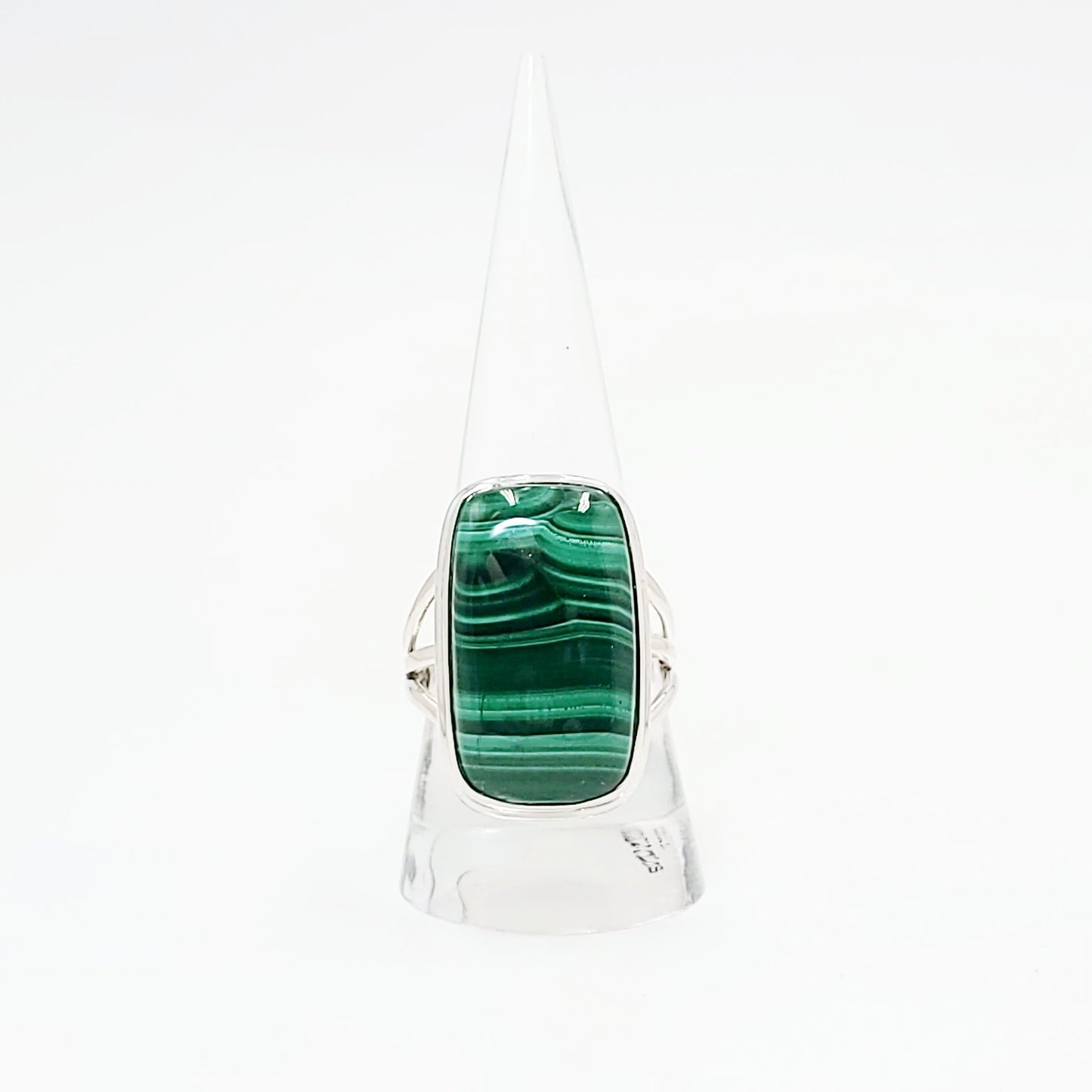 Malachite Ring Sterling Silver Band Rectangular - Elevated Metaphysical