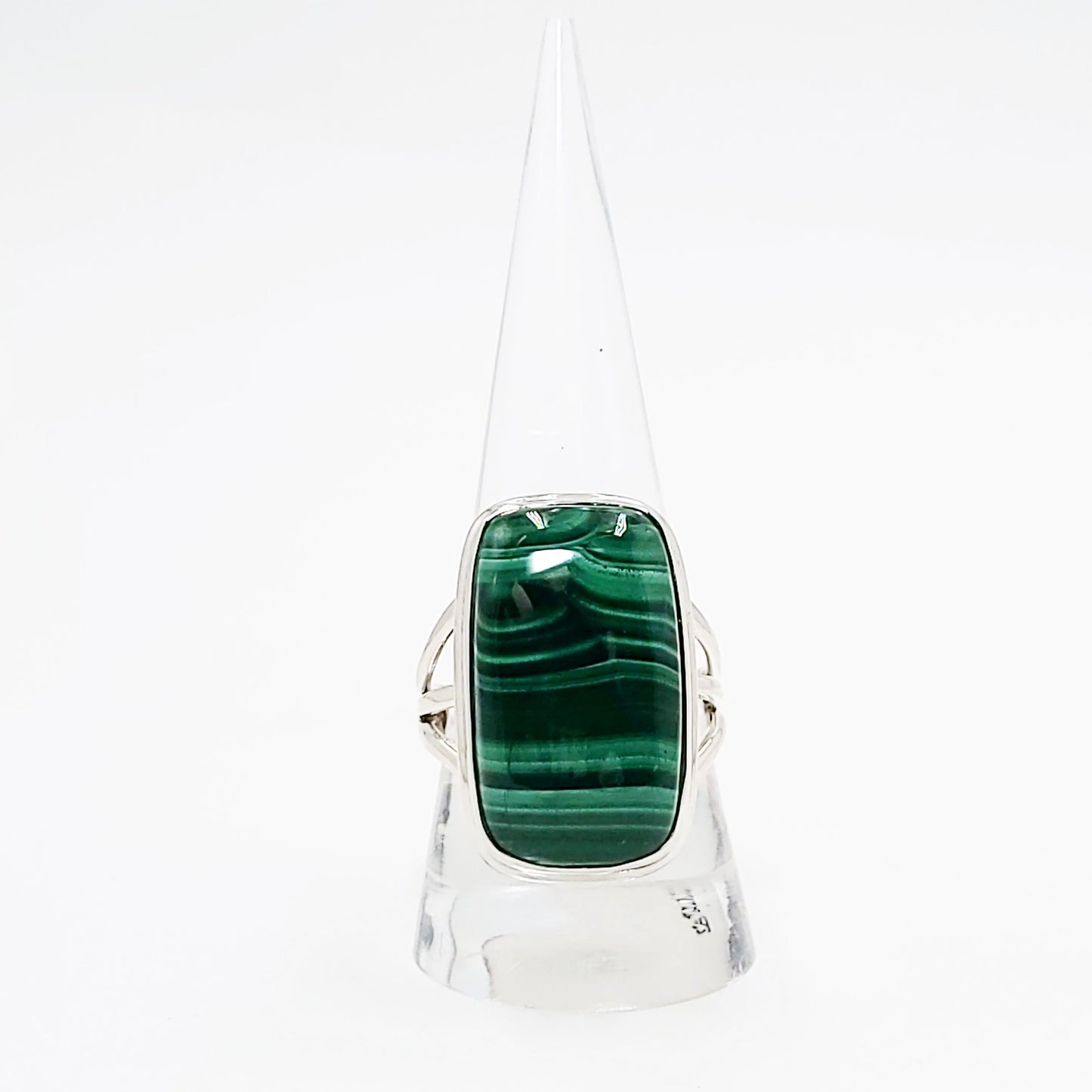Malachite Ring Sterling Silver Band Rectangular - Elevated Metaphysical