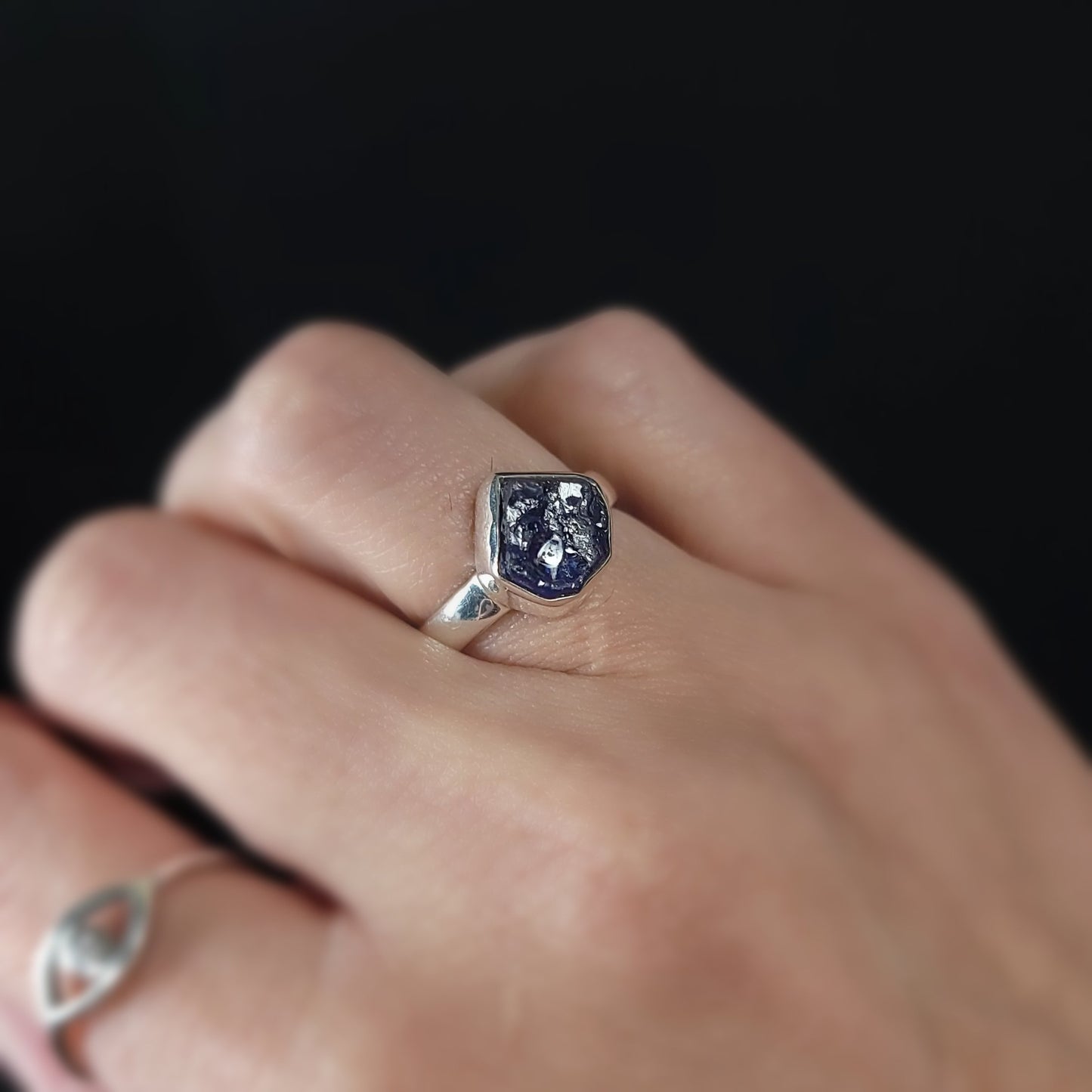 Tanzanite Ring Sterling Silver Rough Stone - Elevated Metaphysical