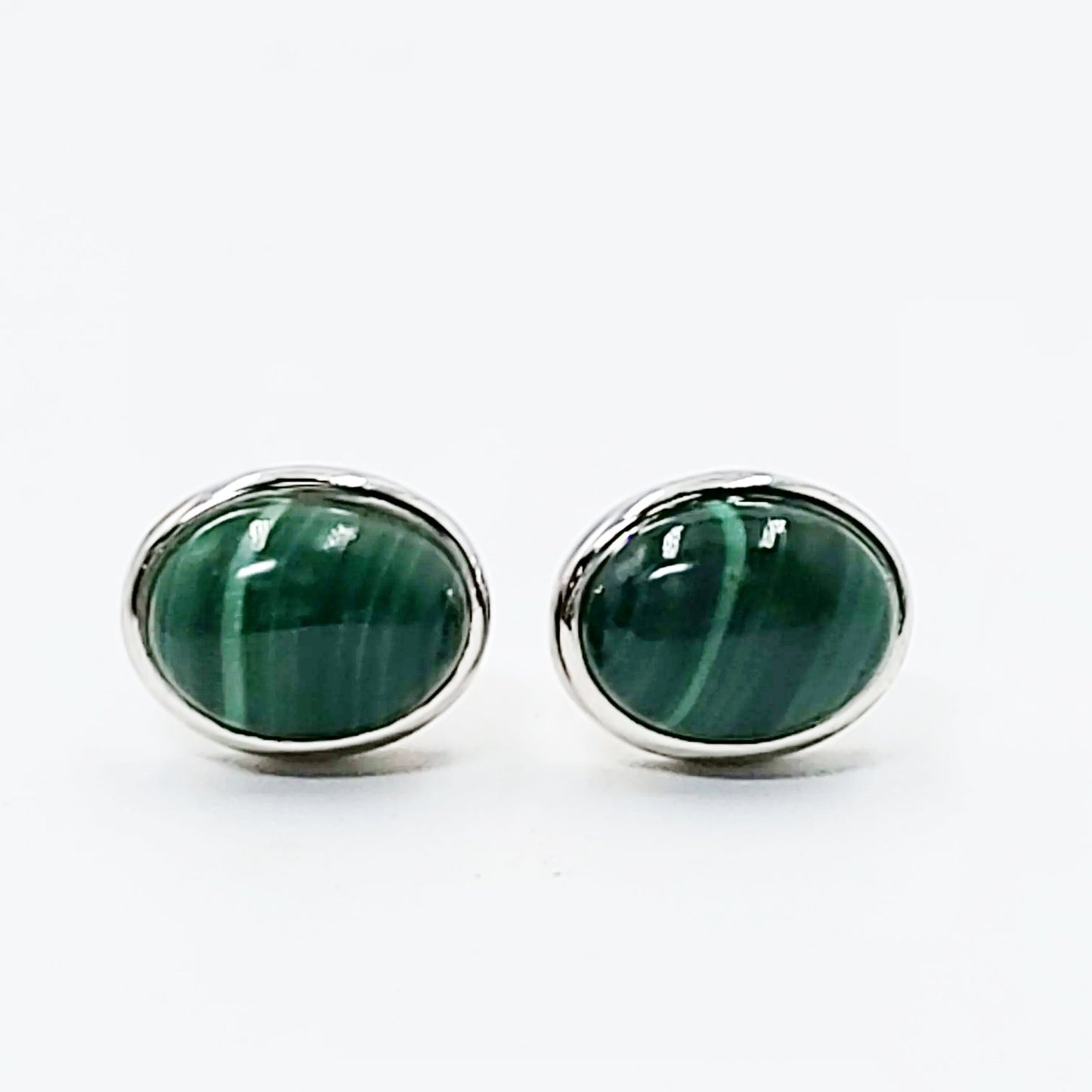 Malachite Earrings Sterling Silver Stud