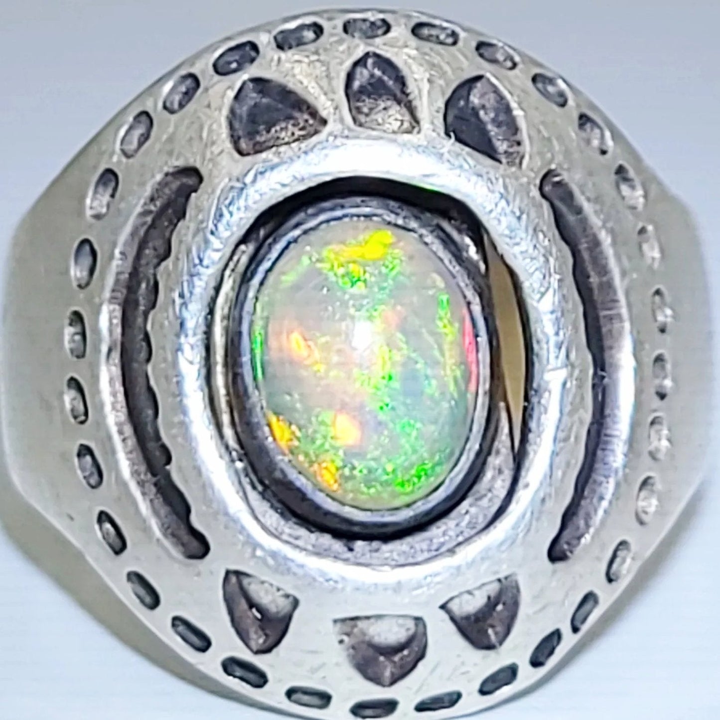 Opal Ring 2.5 ct Sterling Silver Band .999