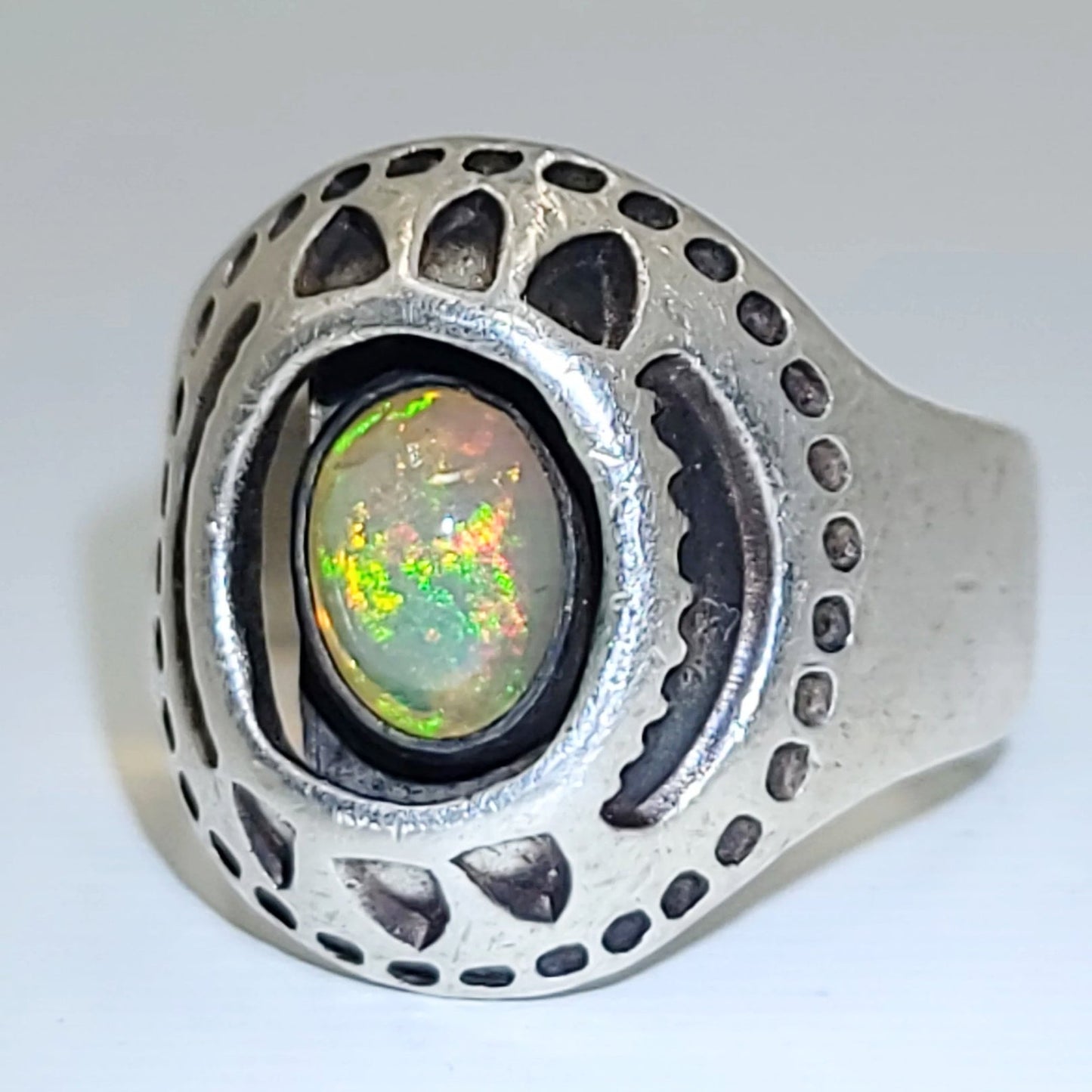 Opal Ring 2.5 ct Sterling Silver Band .999