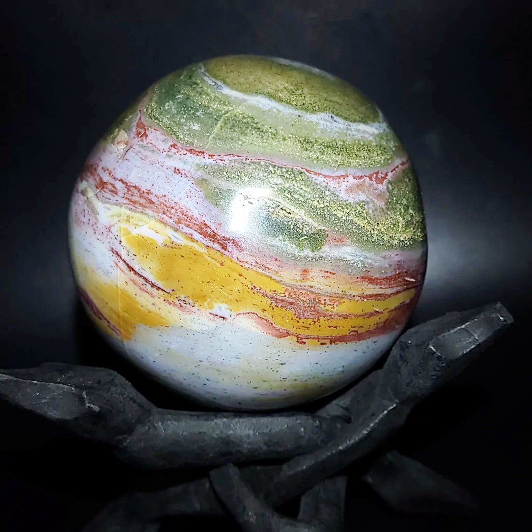 Ocean Jasper Sphere 90mm 3.55" 34.1oz 967g - Elevated Metaphysical