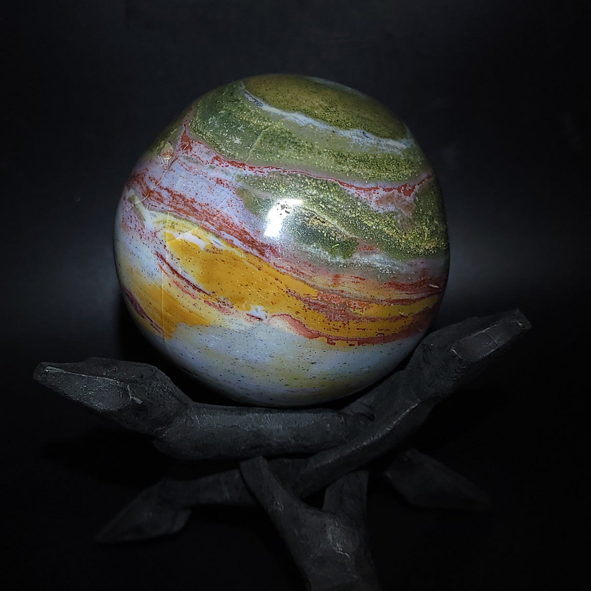 Ocean Jasper Sphere 90mm 3.55" 34.1oz 967g - Elevated Metaphysical