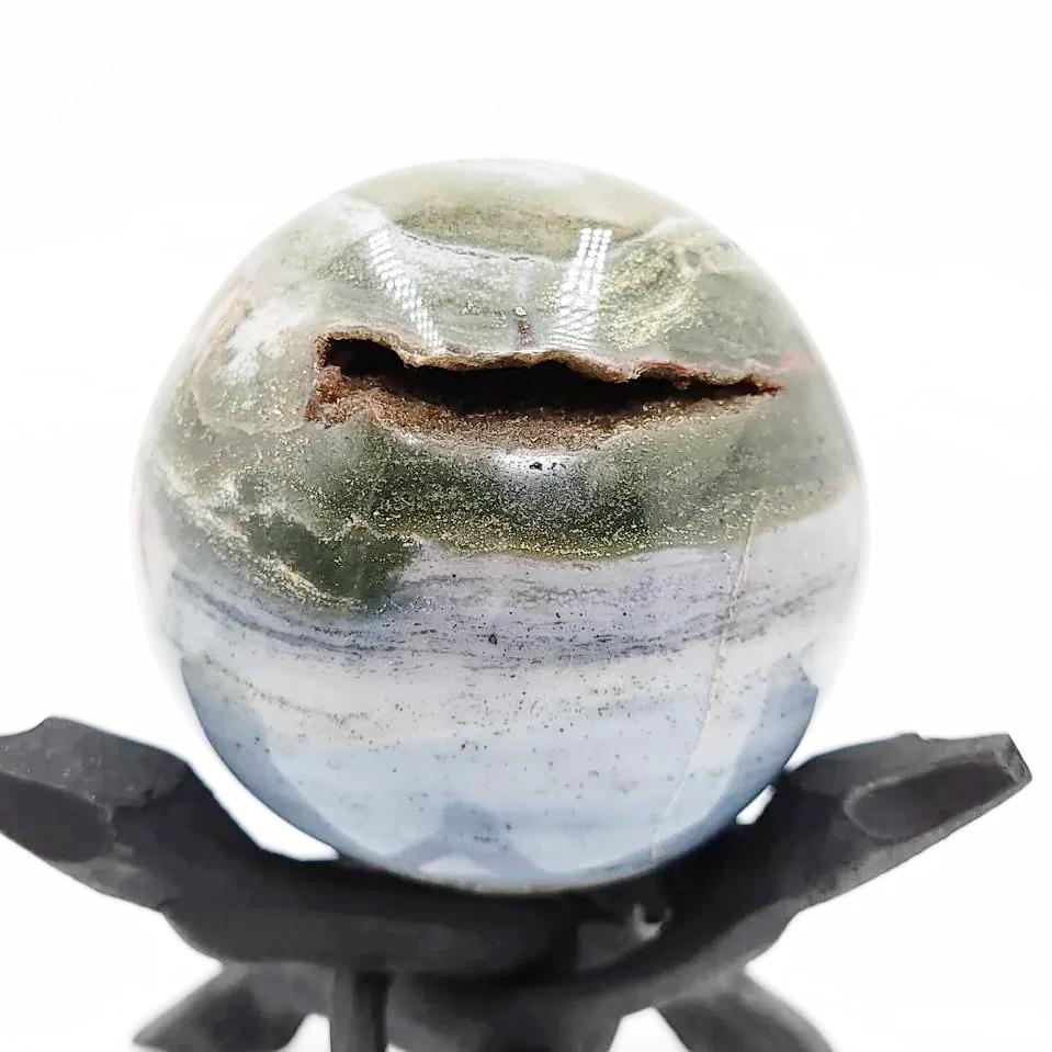 Ocean Jasper Sphere 90mm 3.55" 34.1oz 967g - Elevated Metaphysical