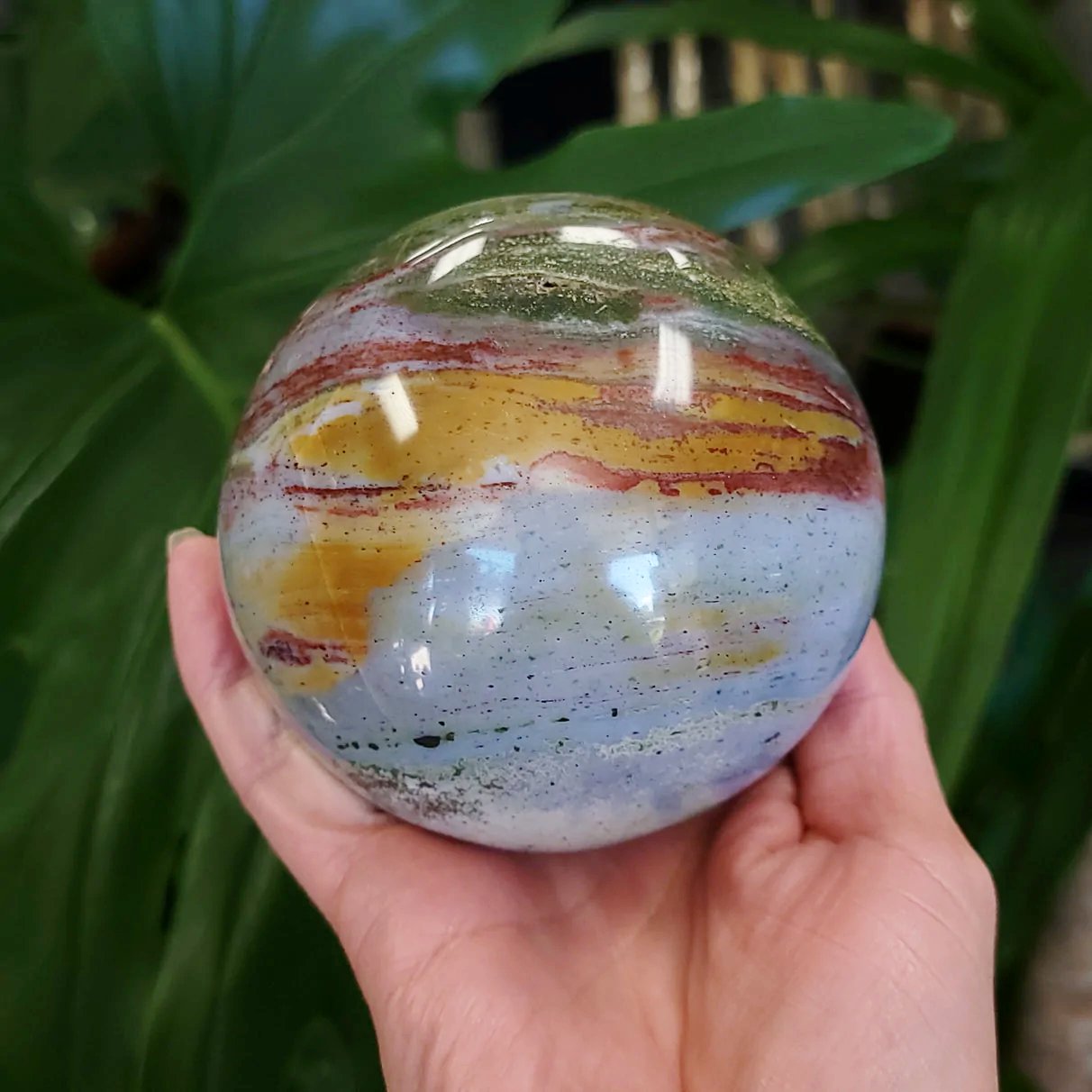 Ocean Jasper Sphere 90mm 3.55" 34.1oz 967g - Elevated Metaphysical