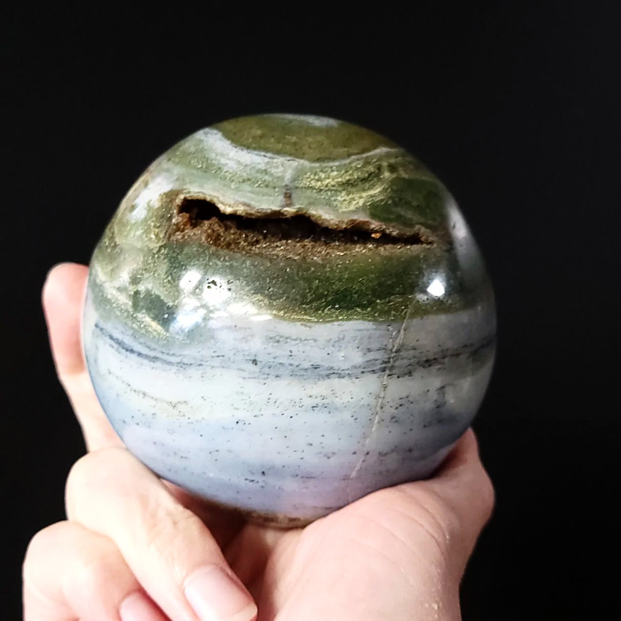 Ocean Jasper Sphere 90mm 3.55" 34.1oz 967g - Elevated Metaphysical