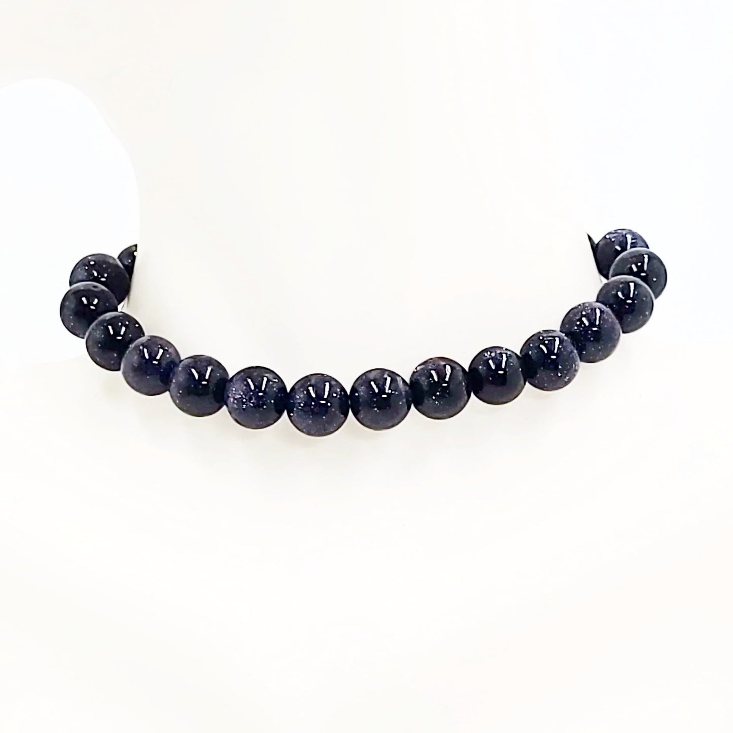 Blue Goldstone Bead Bracelet 8mm Blue Sandstone - Elevated Metaphysical