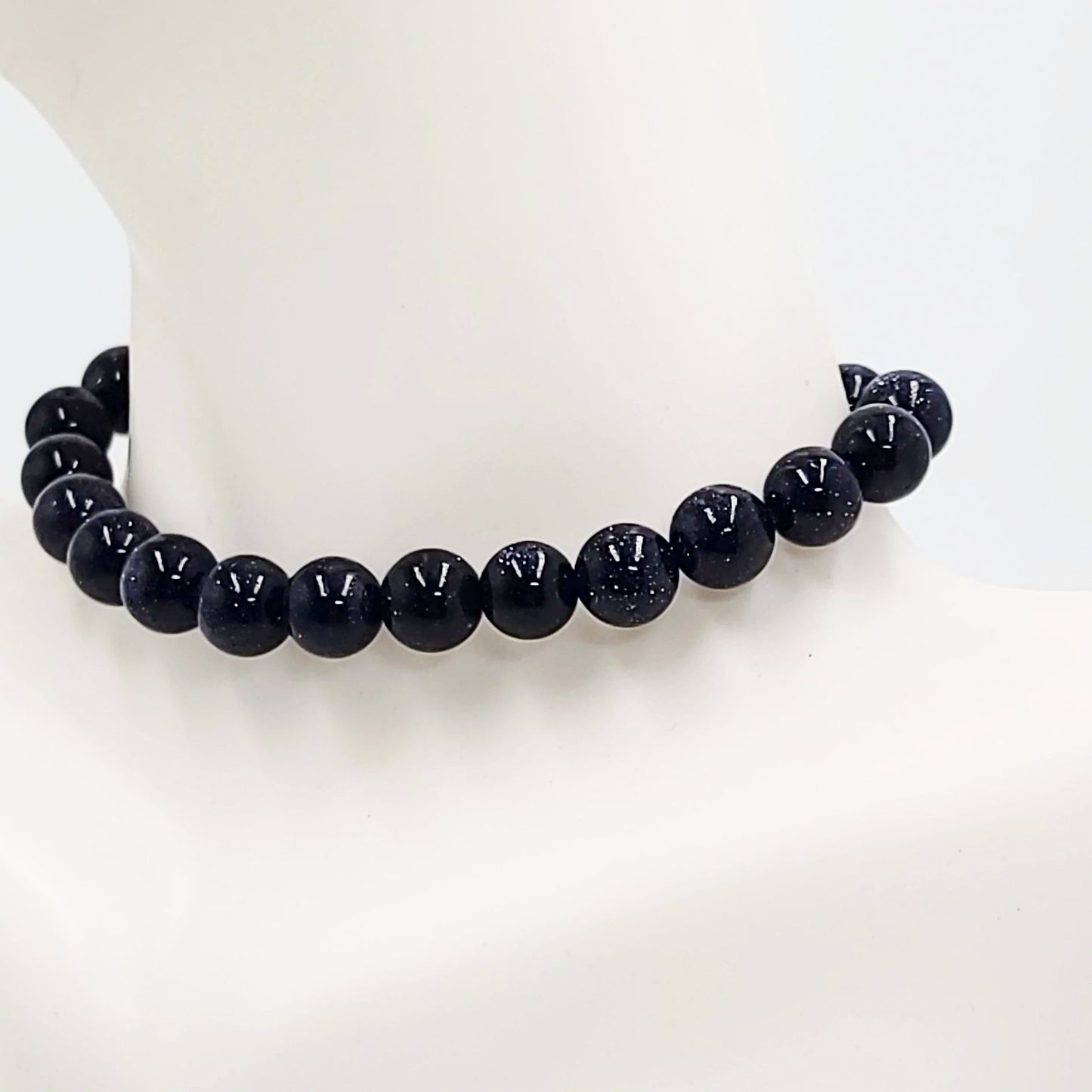 Blue Goldstone Bead Bracelet 8mm Blue Sandstone - Elevated Metaphysical