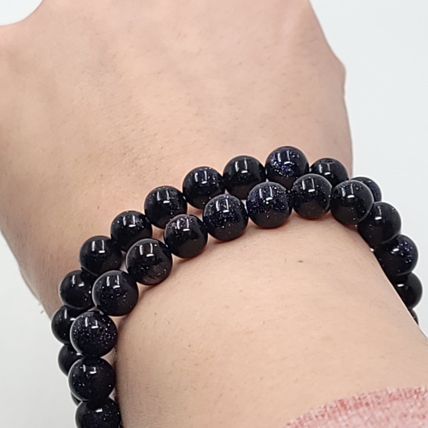 Blue Goldstone Bead Bracelet 8mm Blue Sandstone - Elevated Metaphysical