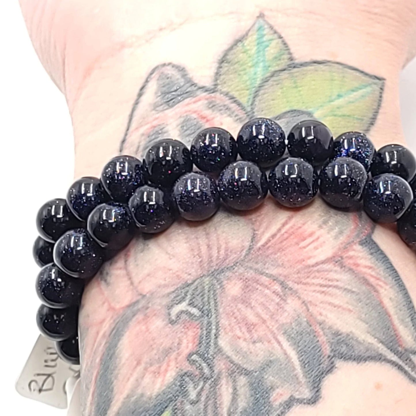 Blue Goldstone Bead Bracelet 8mm Blue Sandstone - Elevated Metaphysical
